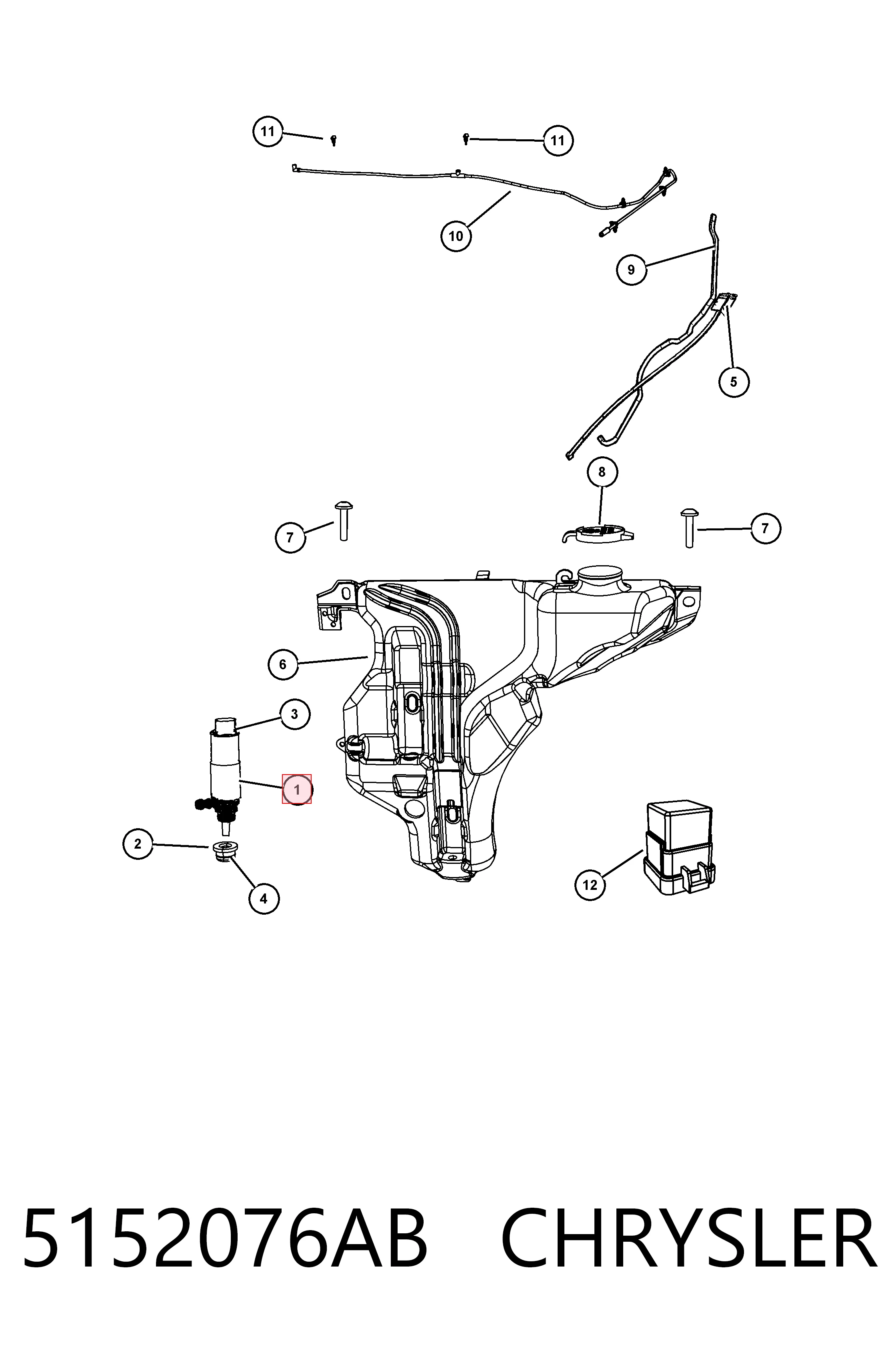5152076AB Chrysler Мотор омывателя лобового стекла