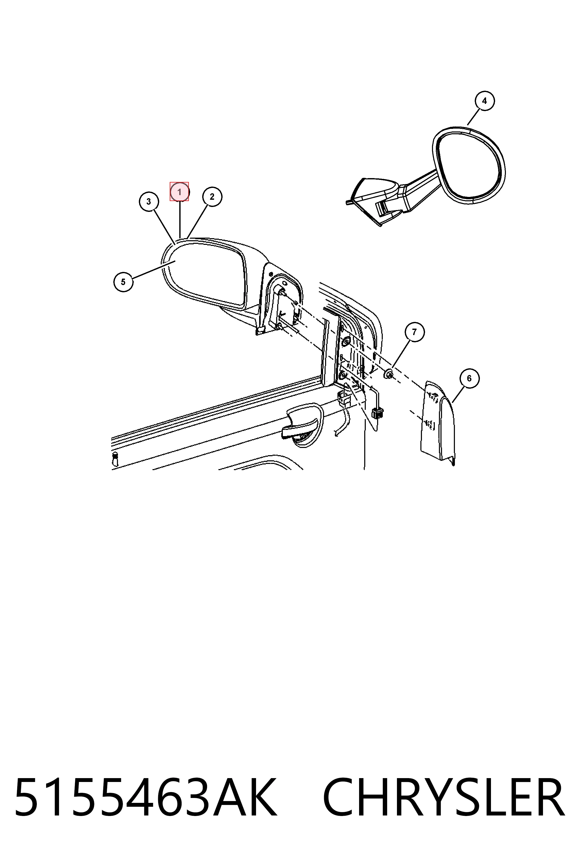K05155463AK Fiat/Alfa/Lancia Левое боковое зеркало