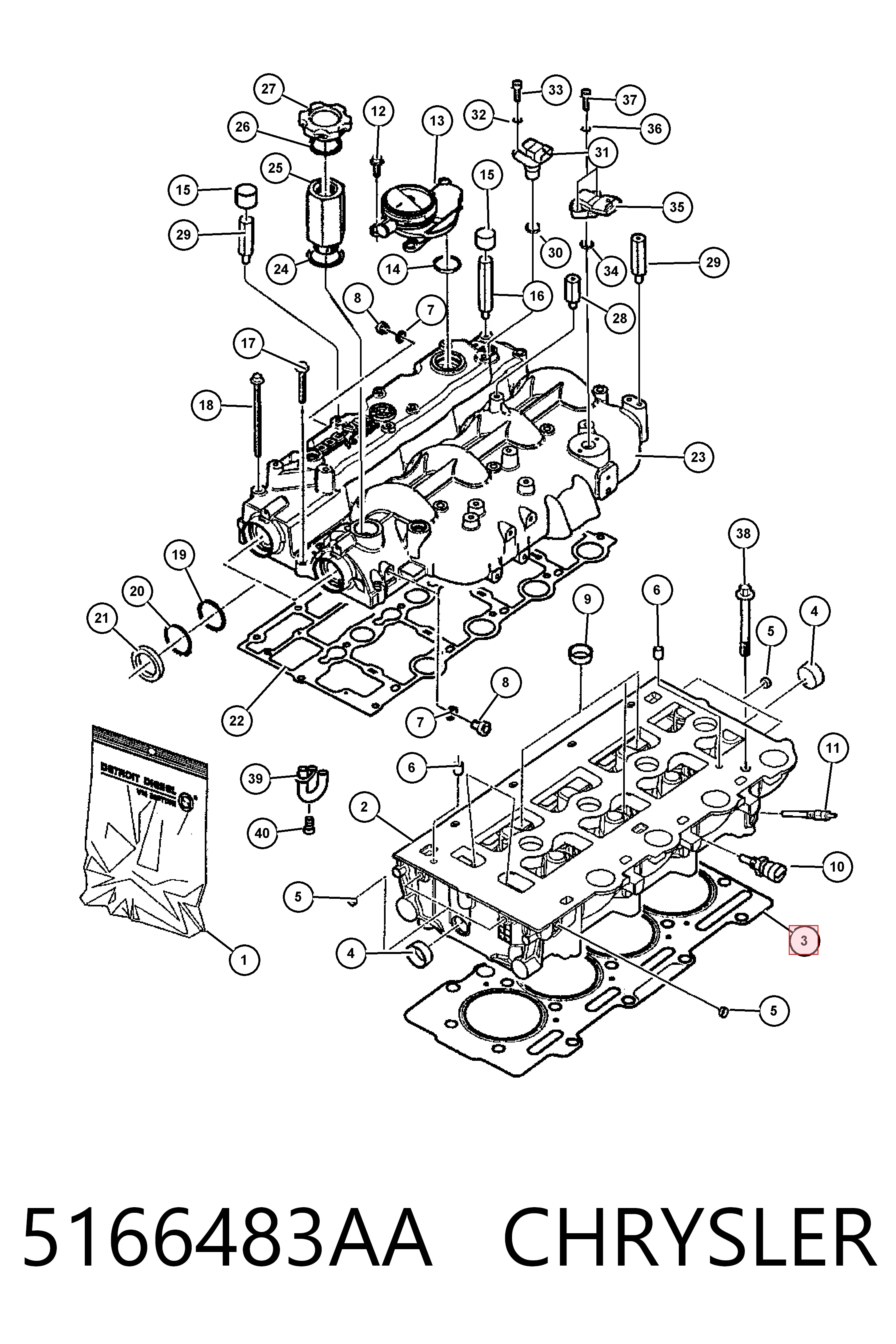 Прокладка головки блока на Jeep Liberty/Cherokee  