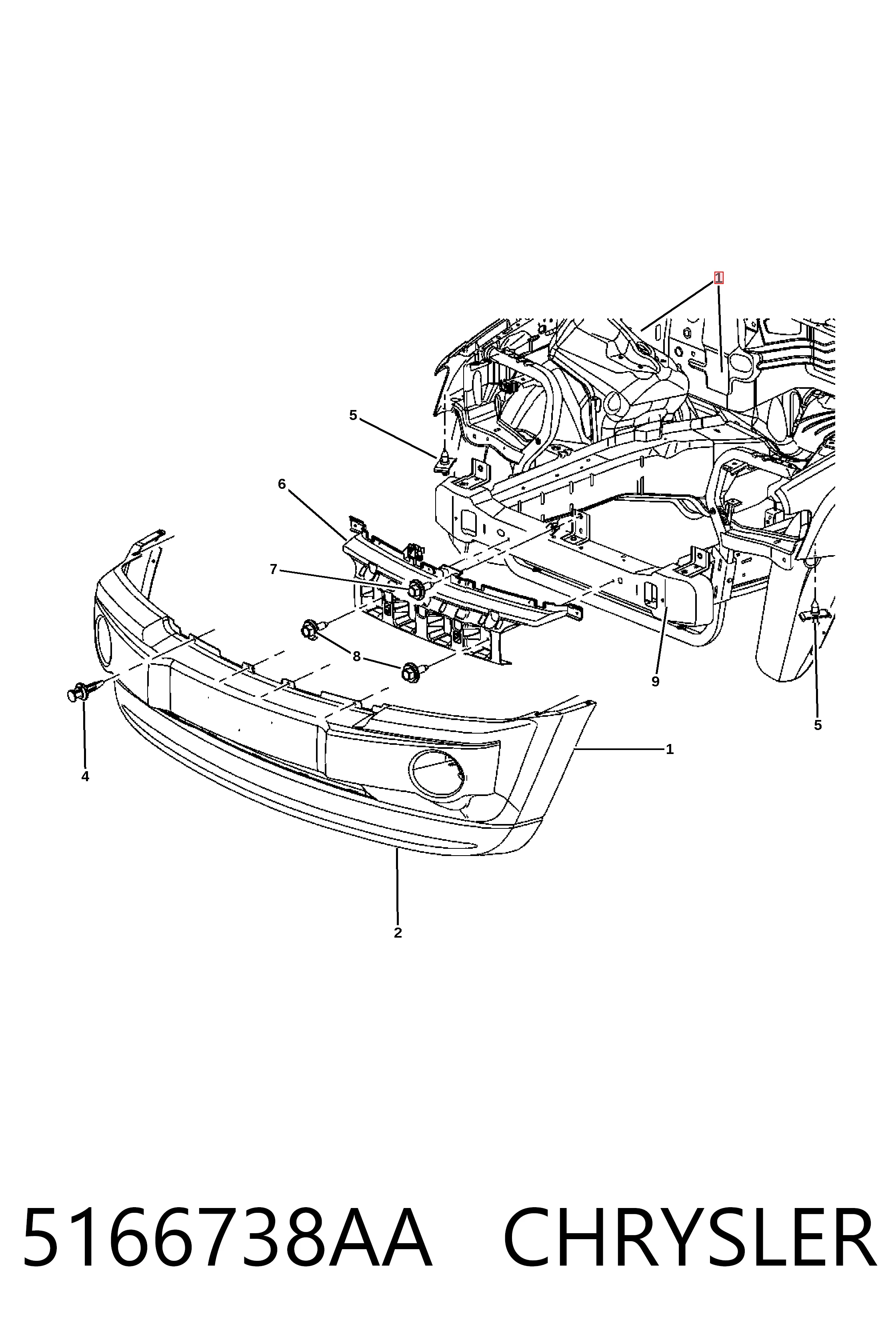 K05166738AA Fiat/Alfa/Lancia Бампер передний в сборе