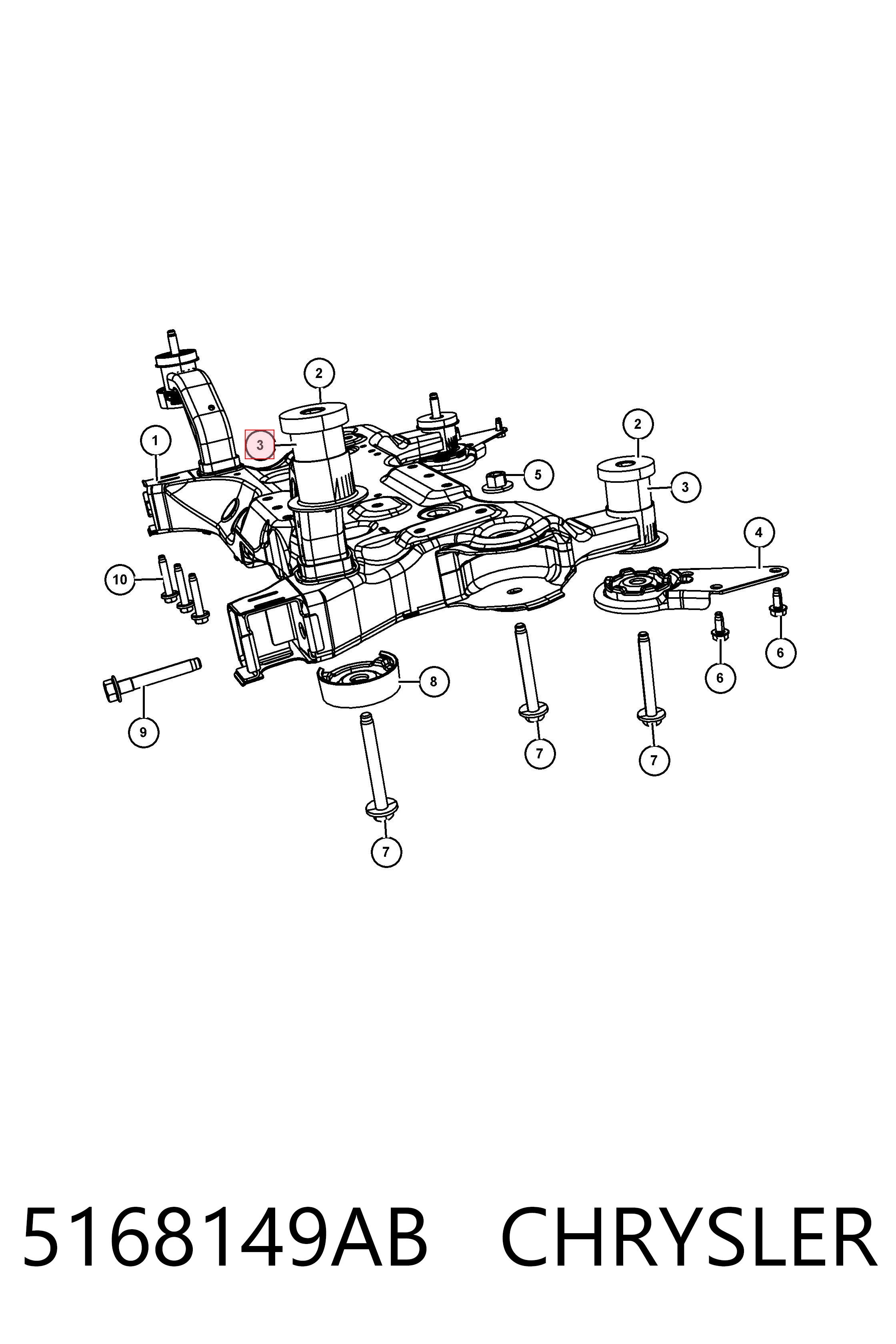 5168149AB Chrysler Сайлентблоки передней балки