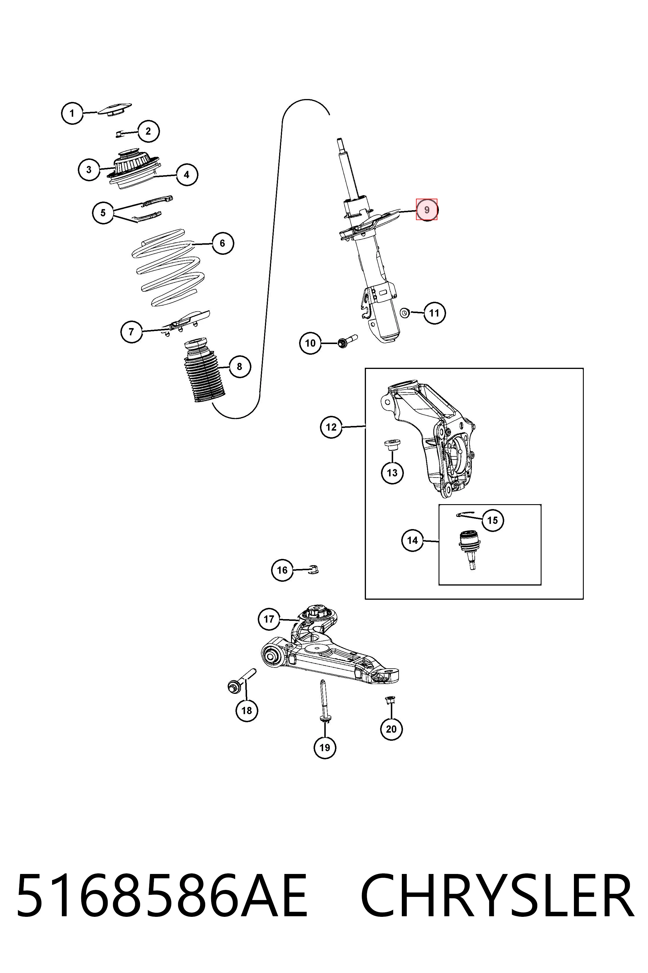Амортизатор подвески передний левый Fiat/Alfa/Lancia K05168588AF цена, от 138.68 USD