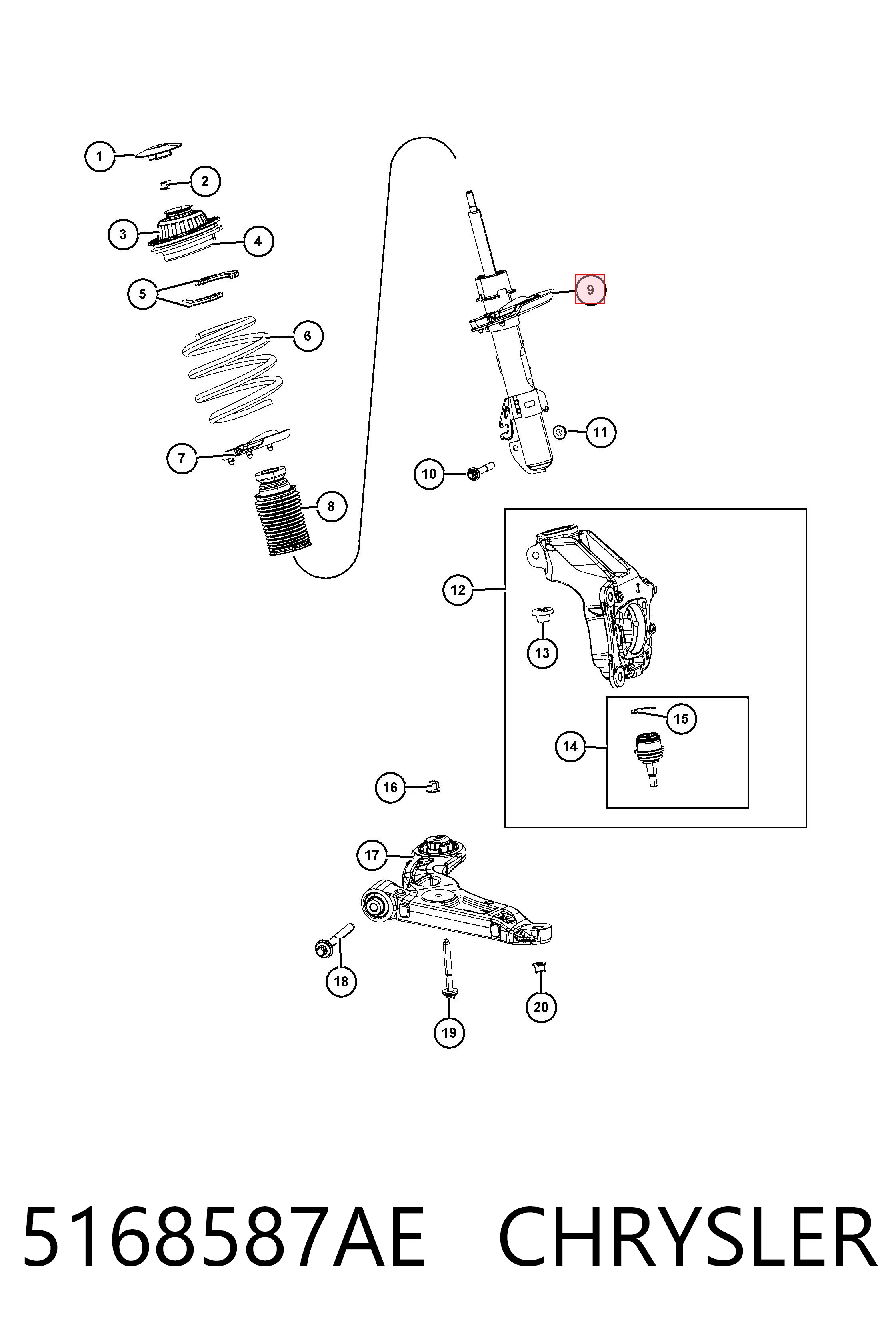 5168587AE Chrysler Амортизатор передний левый