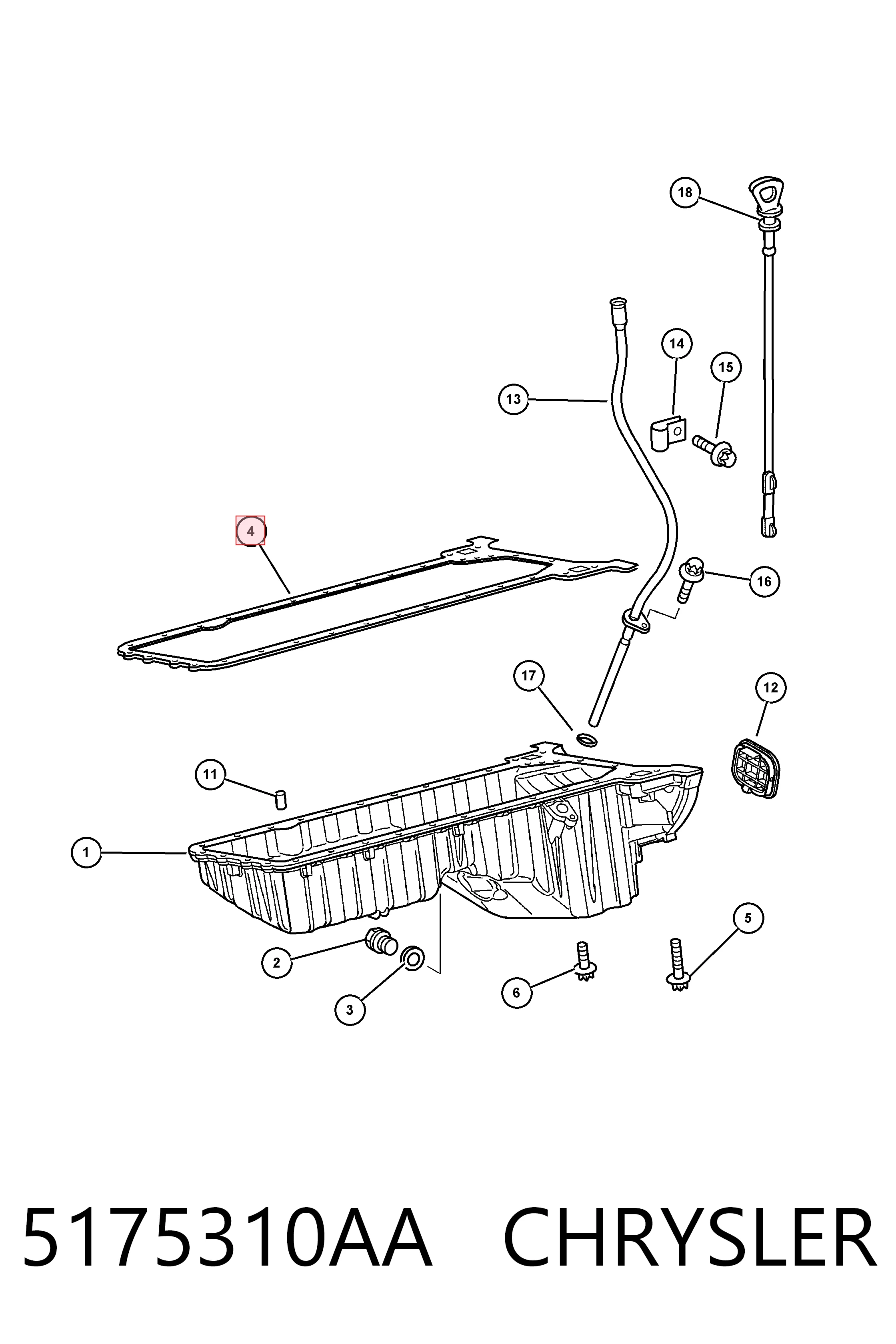 K05175310AA Fiat/Alfa/Lancia Прокладка масляного поддона картера