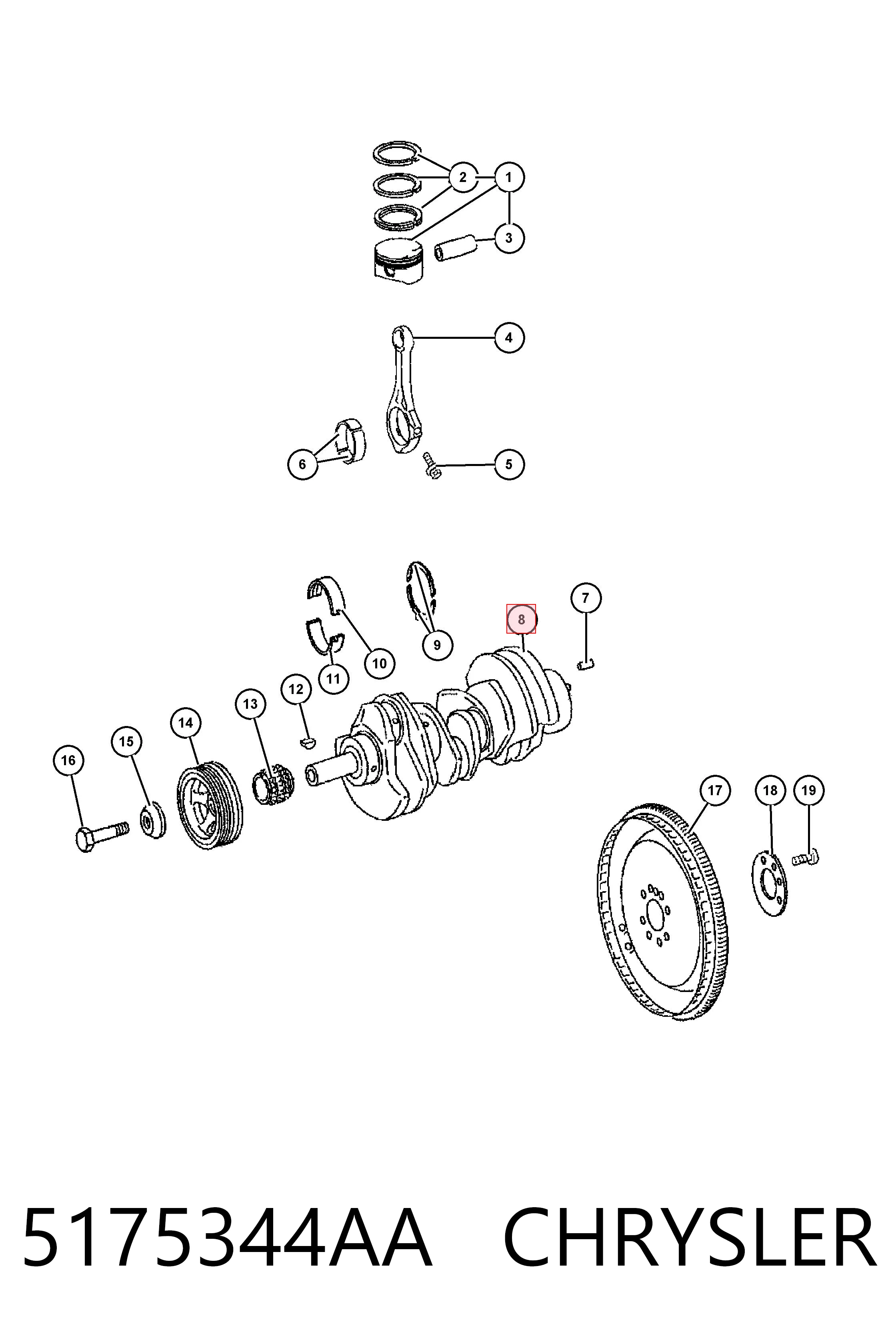 K05175344AA Fiat/Alfa/Lancia Коленвал двигателя