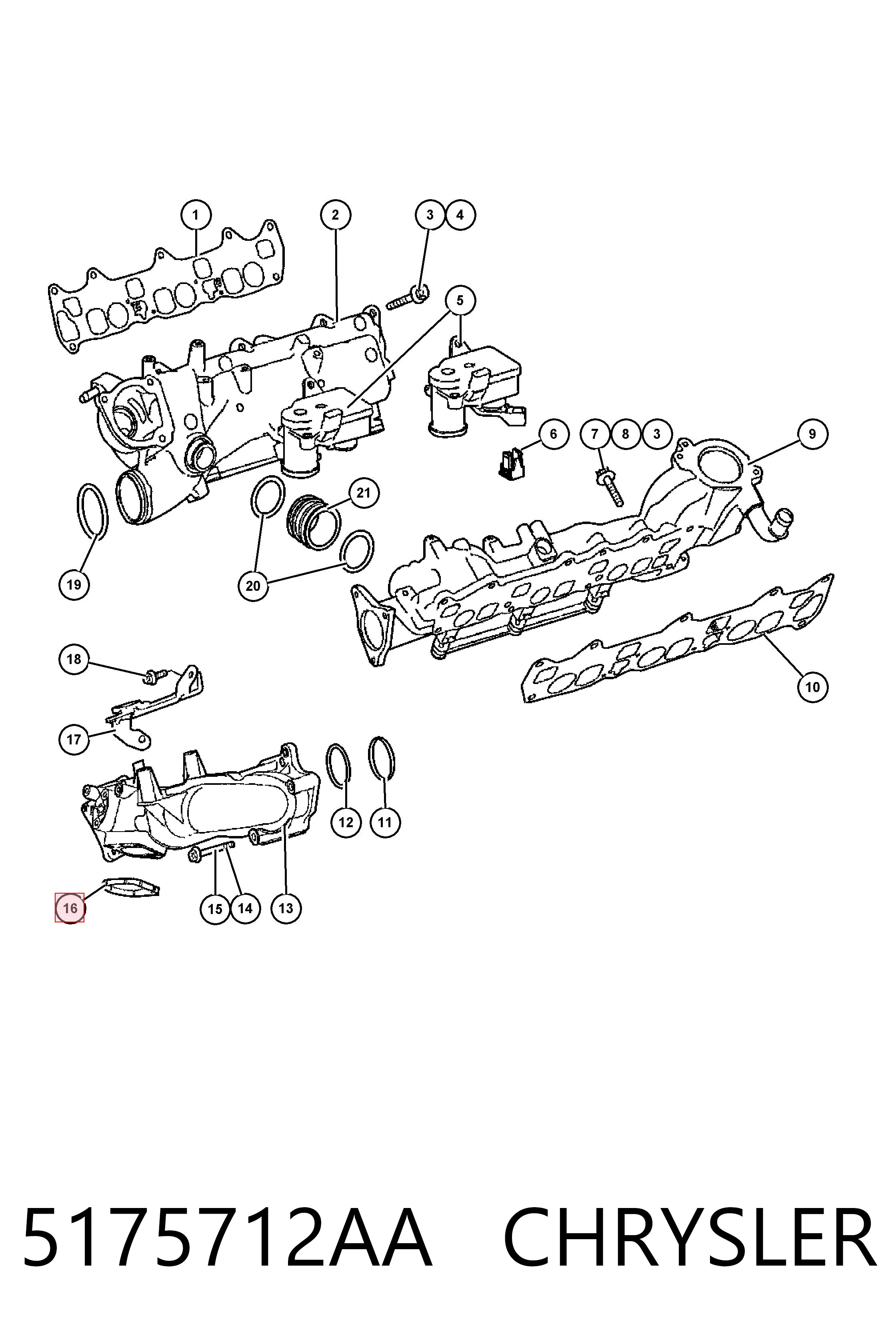 K05175712AA Fiat/Alfa/Lancia  Прокладка впускного коллектора
