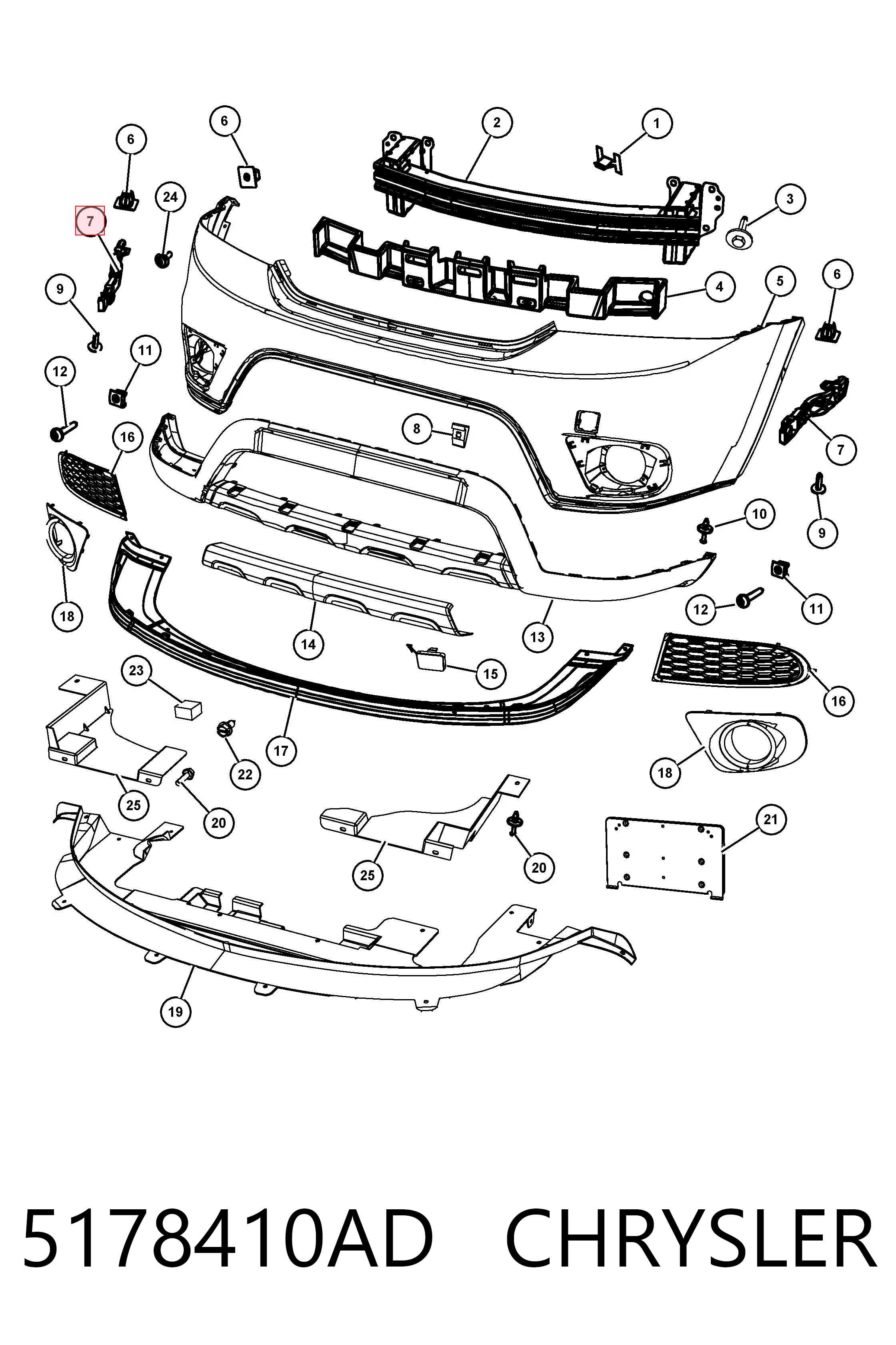 Кронштейн бампера переднего правый LQKW014R Chrysler