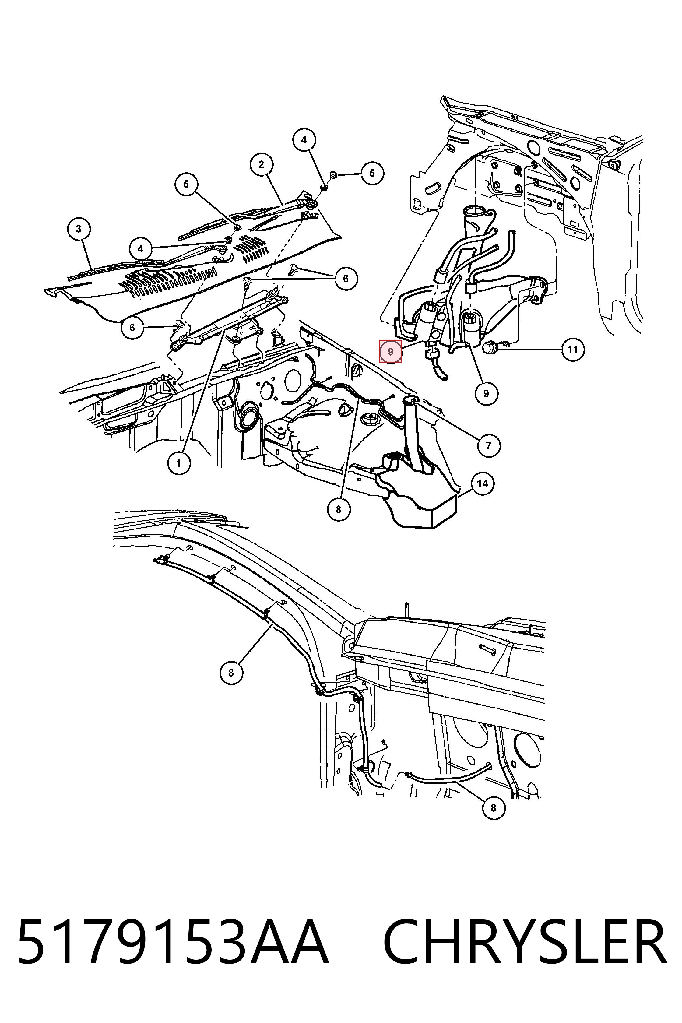 5179153AA Chrysler Мотор омывателя лобового стекла