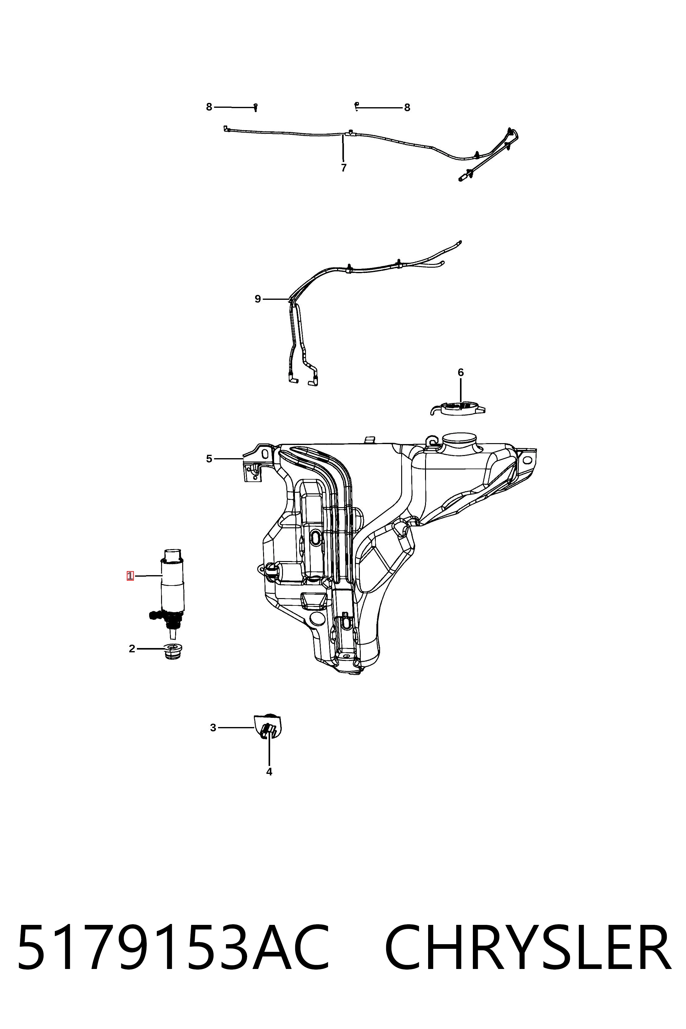 5179153AC Chrysler Мотор омывателя лобового стекла