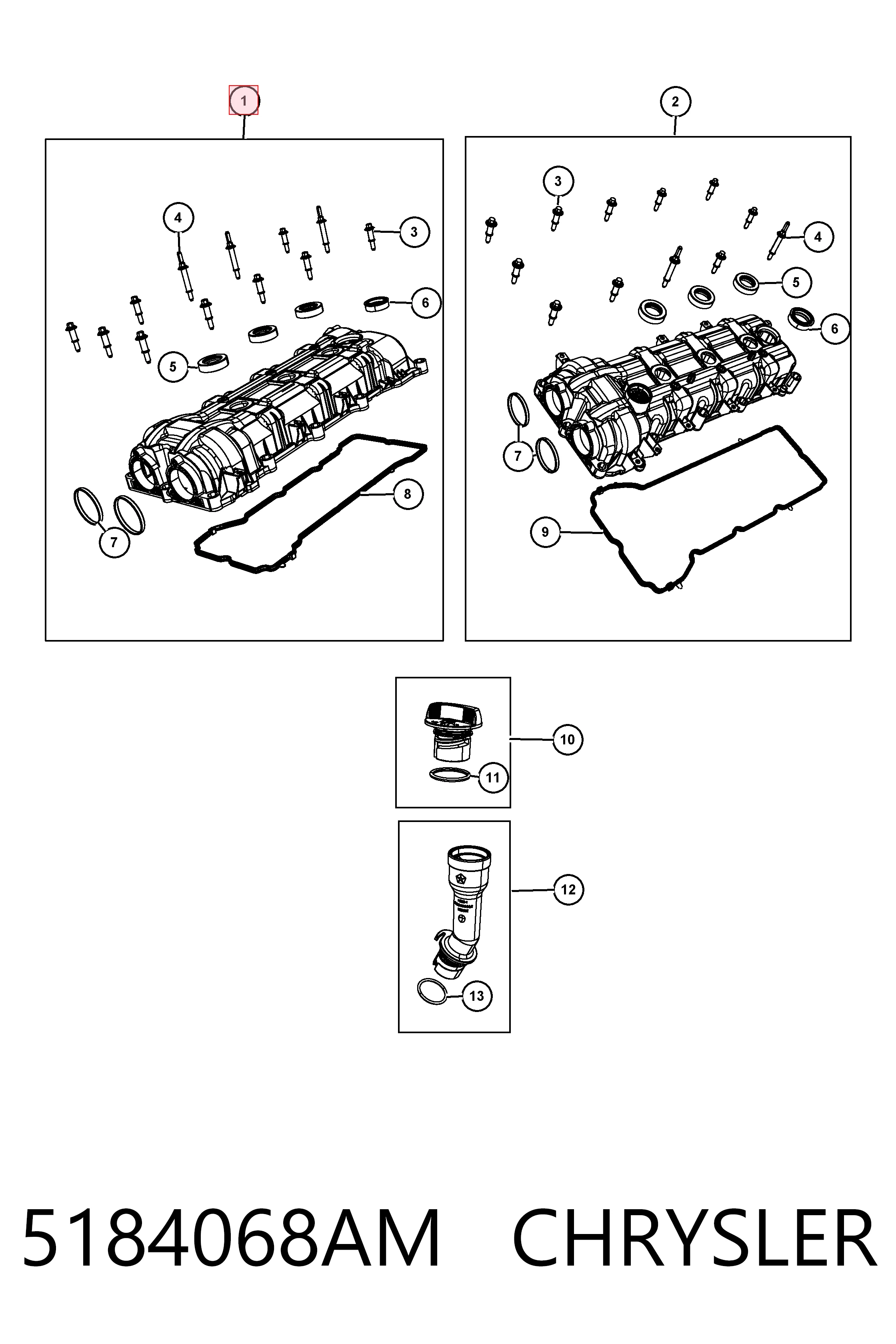 5184068AM Chrysler Крышка клапанная правая