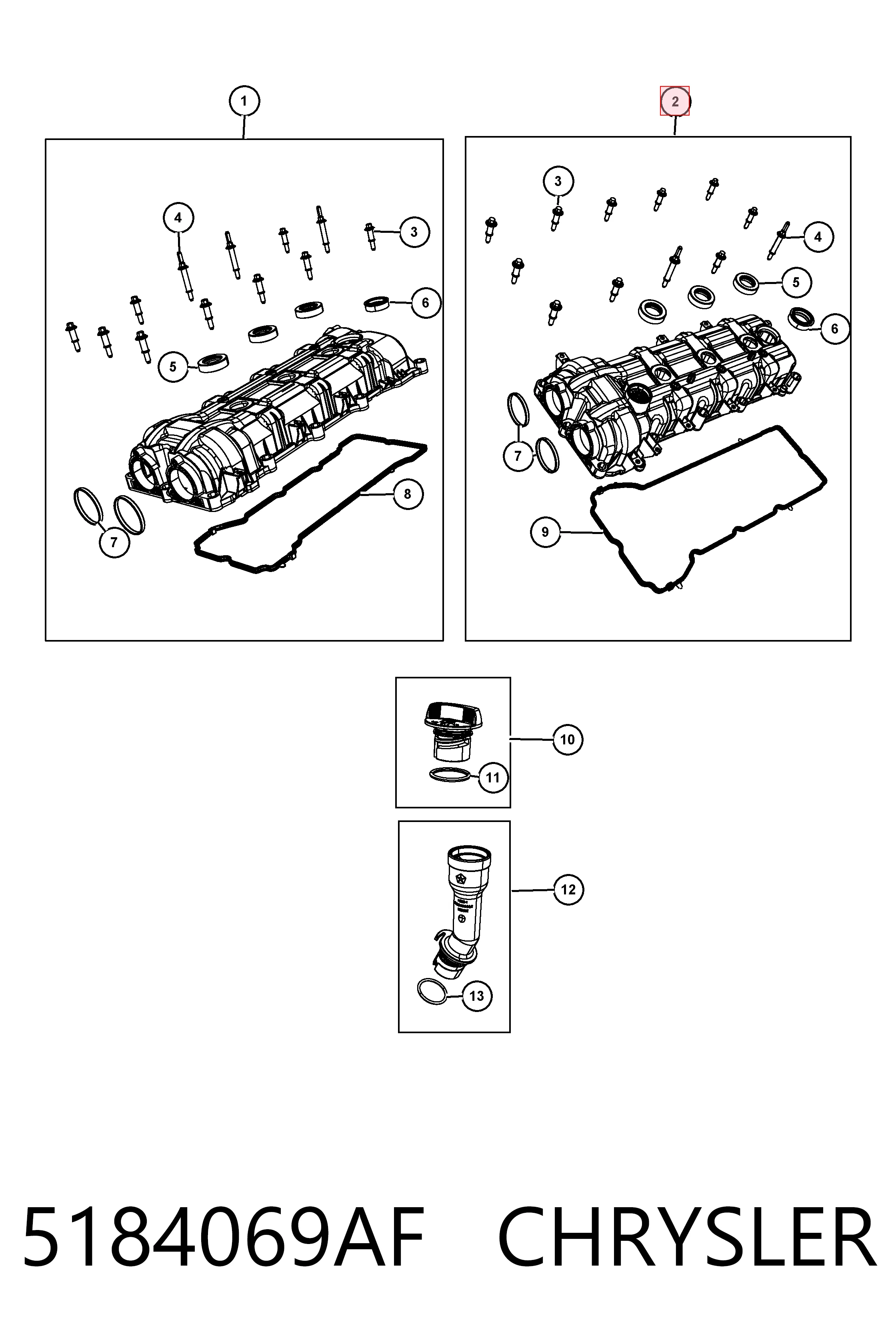 5184069AF Chrysler Крышка клапанная левая