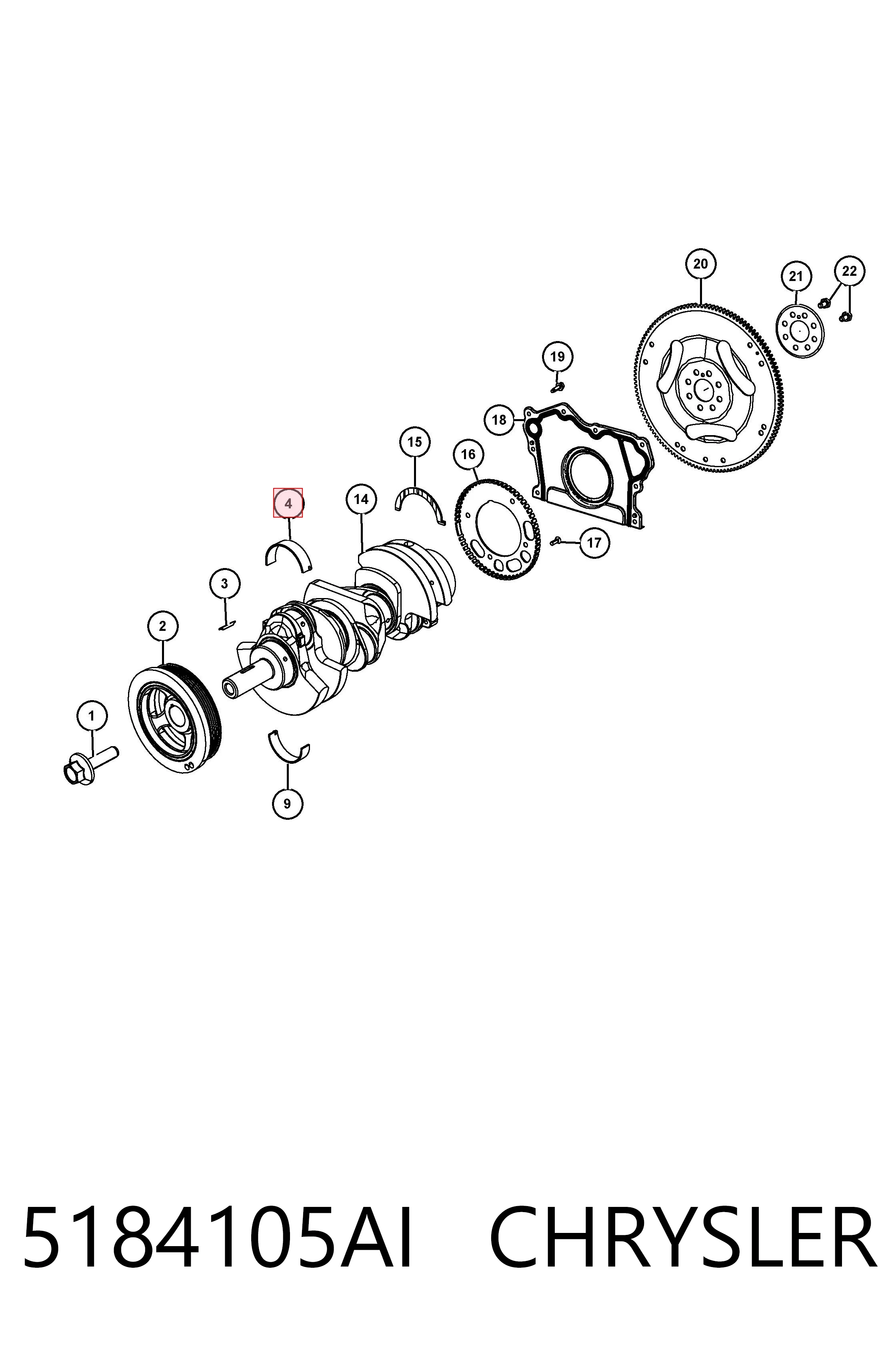 5184105AI Chrysler Подшипник скольжения коленвала