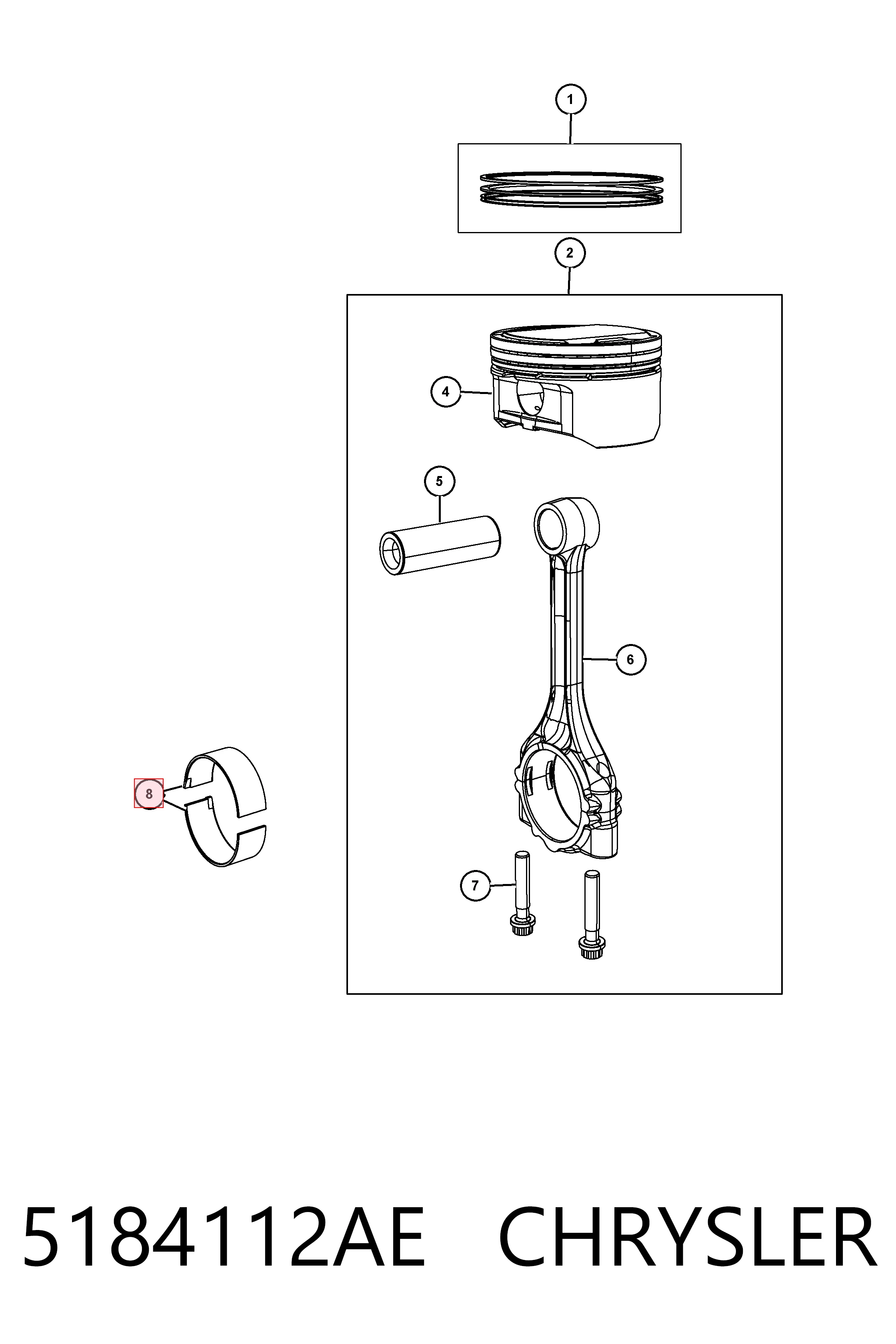 Купить K05184112AF Fiat/Alfa/Lancia Комплект шатунных вкладышей