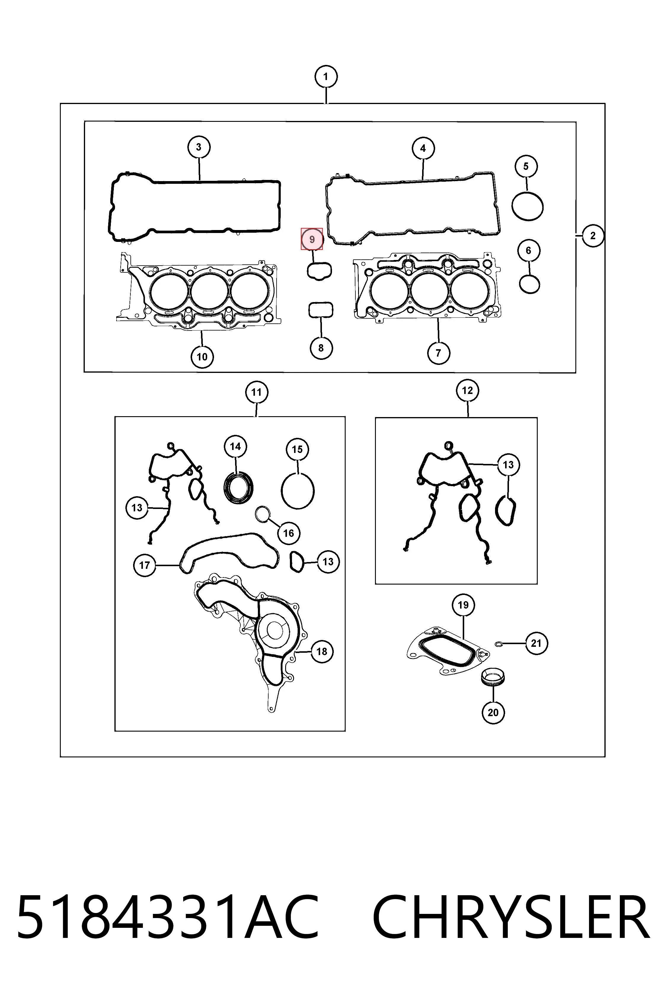 5184331AC Chrysler  Прокладка впускного коллектора