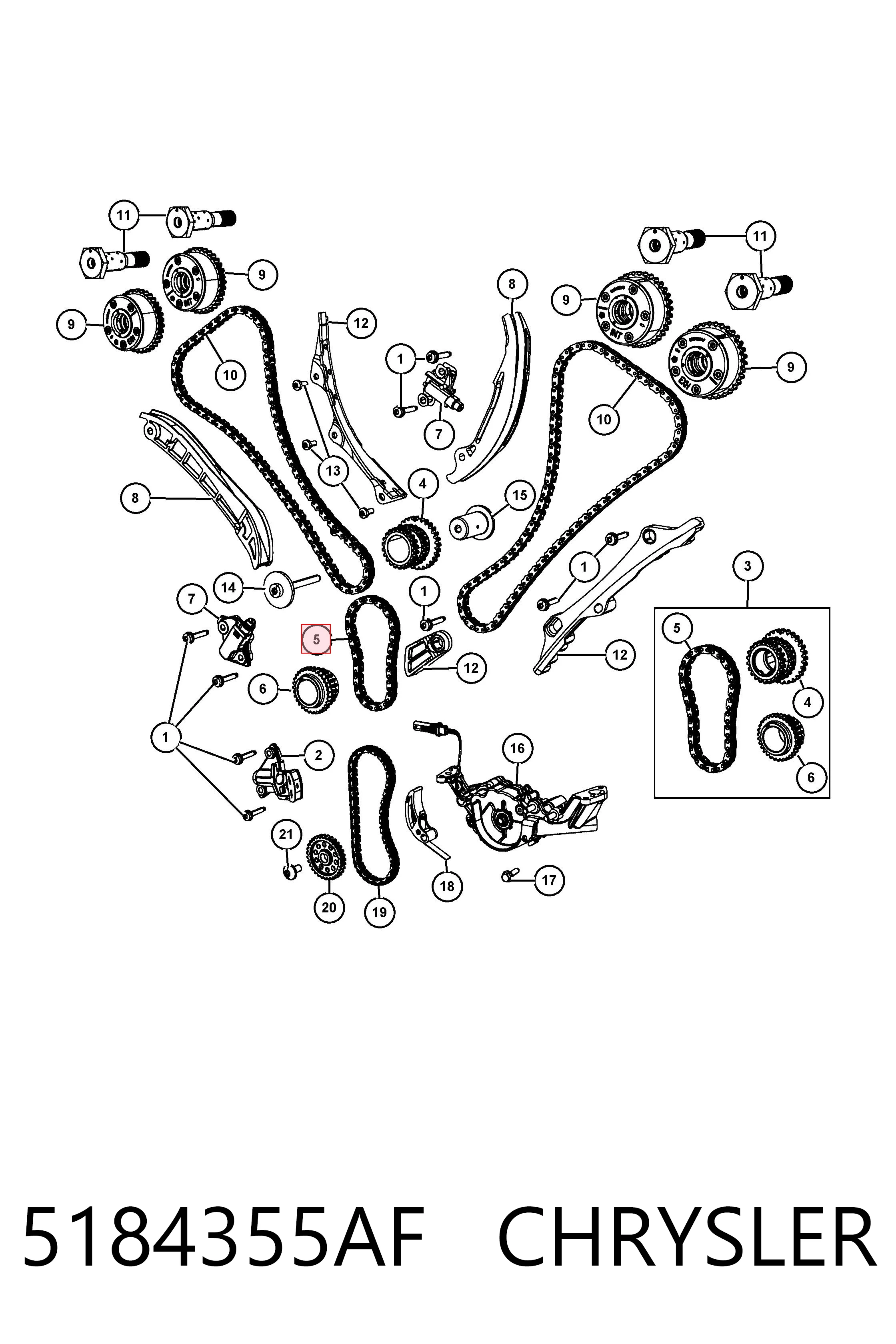 Цепь ГРМ, нижняя Fiat/Alfa/Lancia K05184355AF
