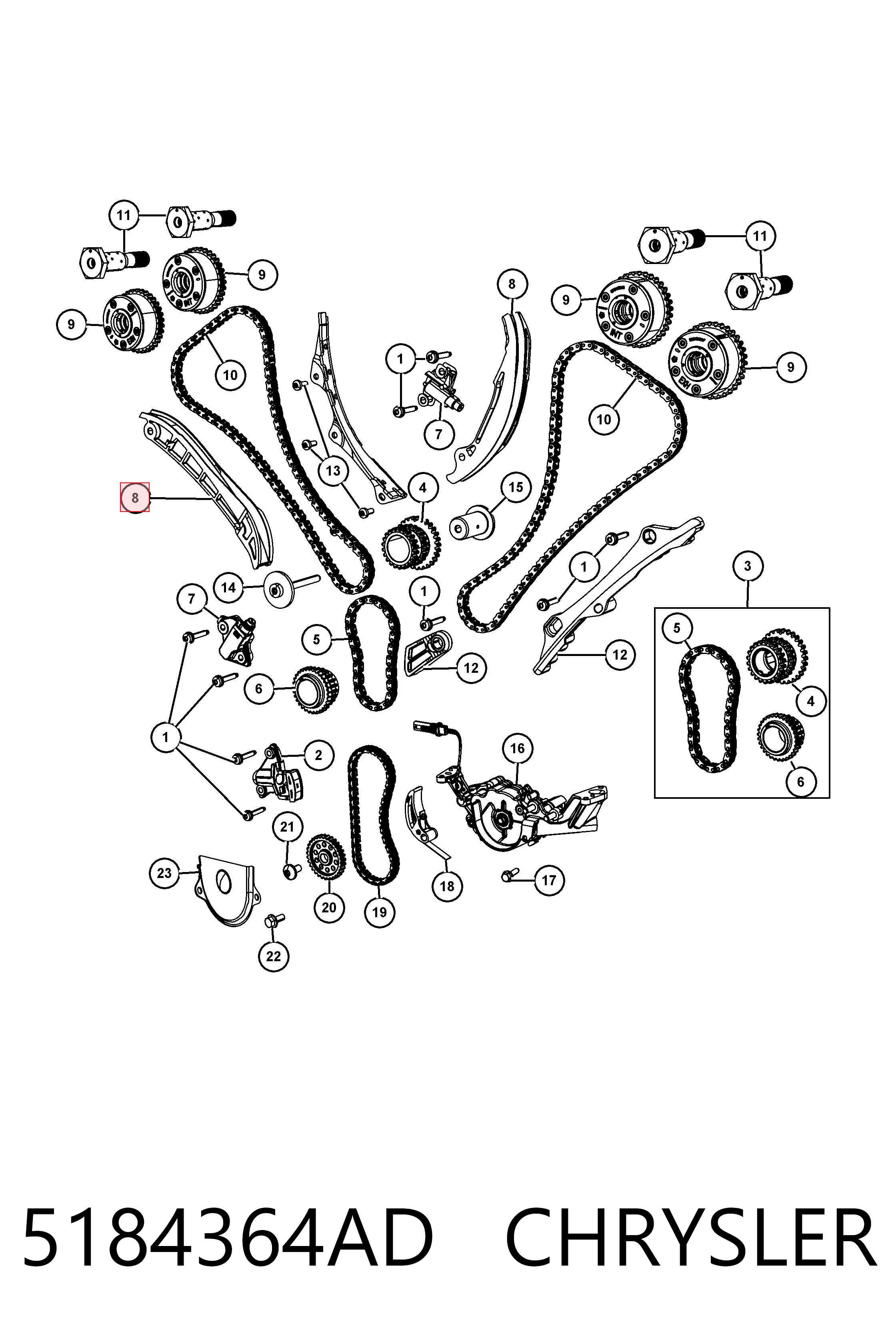 5184364AD Chrysler Комплект цепи