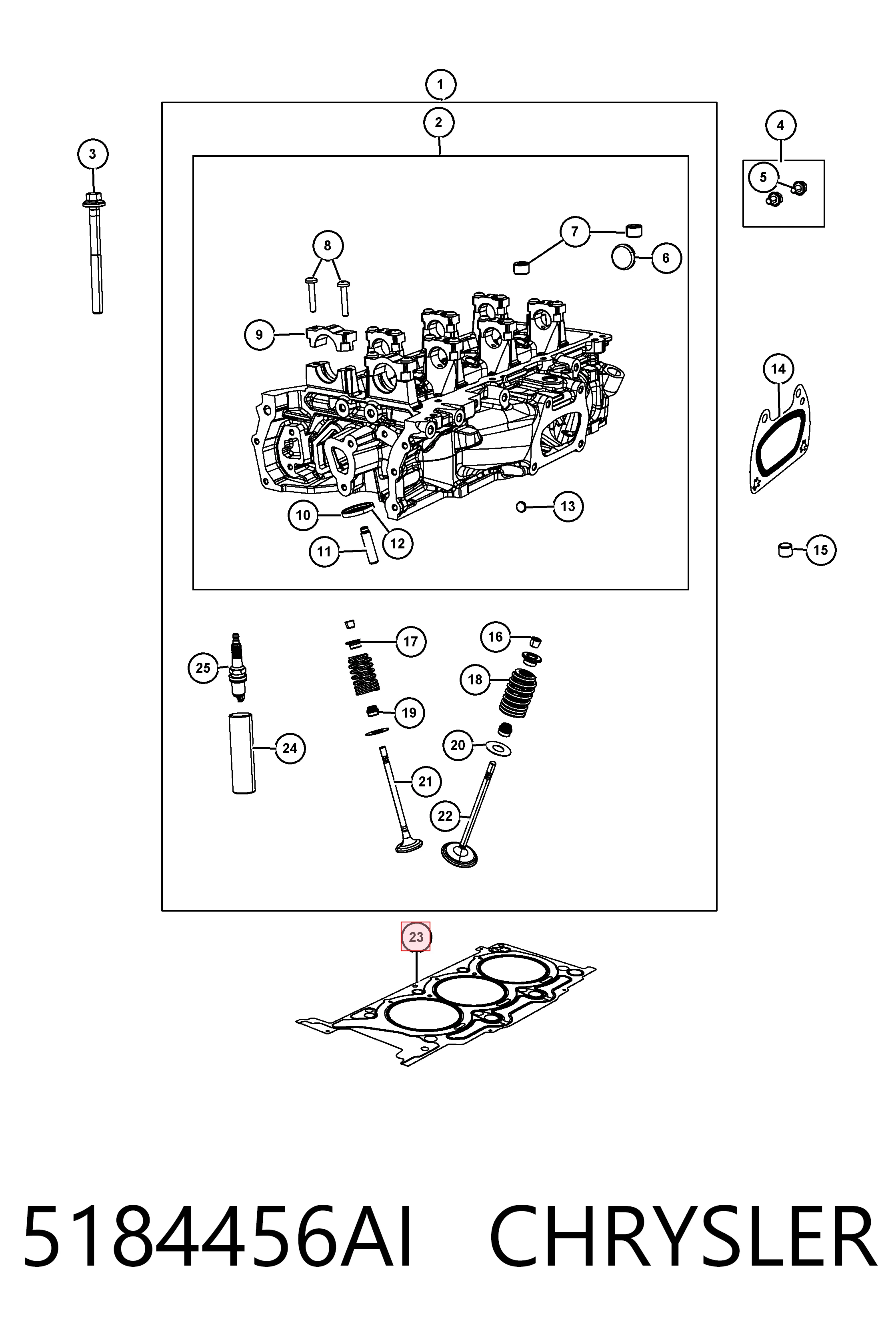 5184456AI Chrysler Правая прокладка головки блока цилиндров