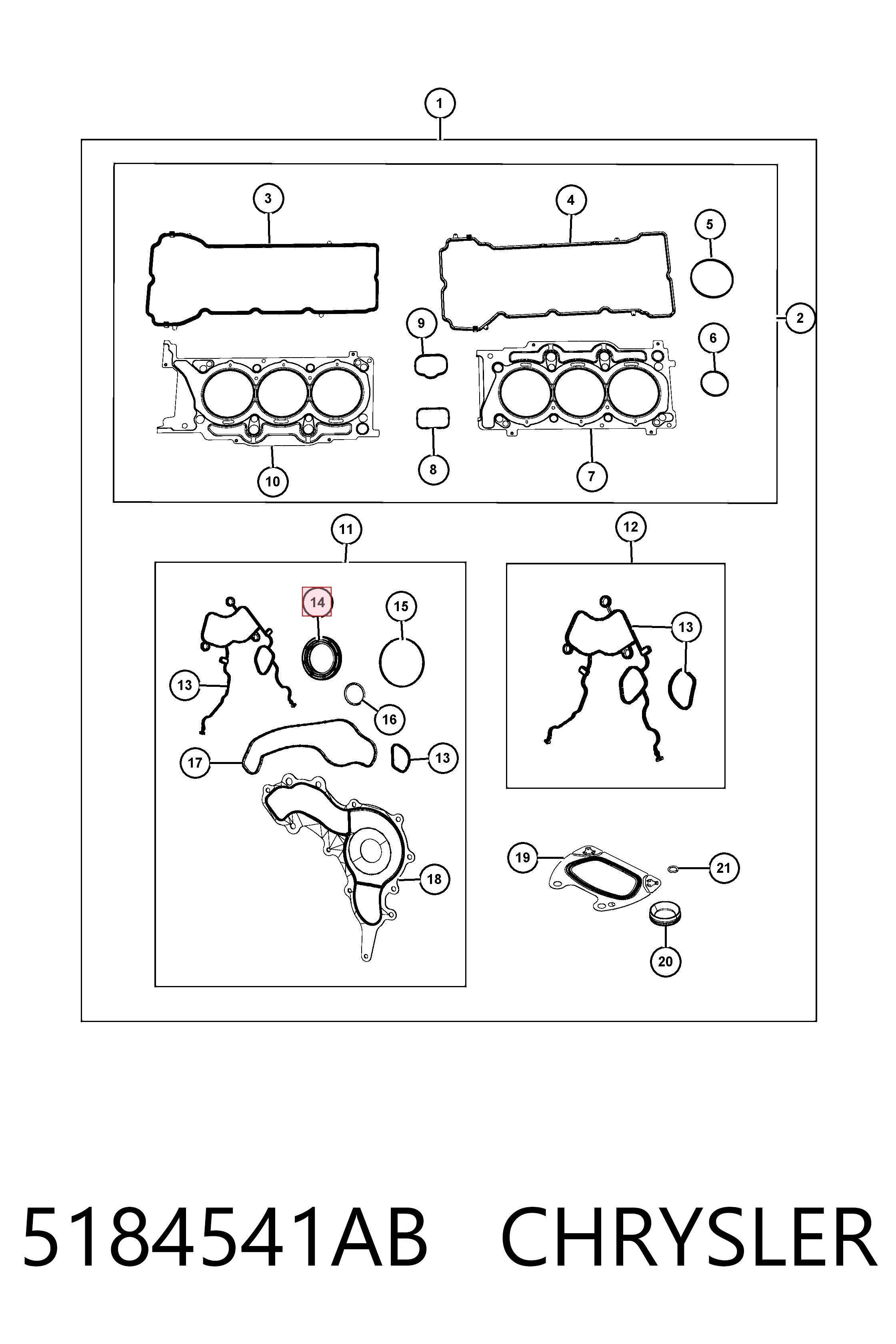 5184541AB Chrysler Сальник коленвала двигателя, передний