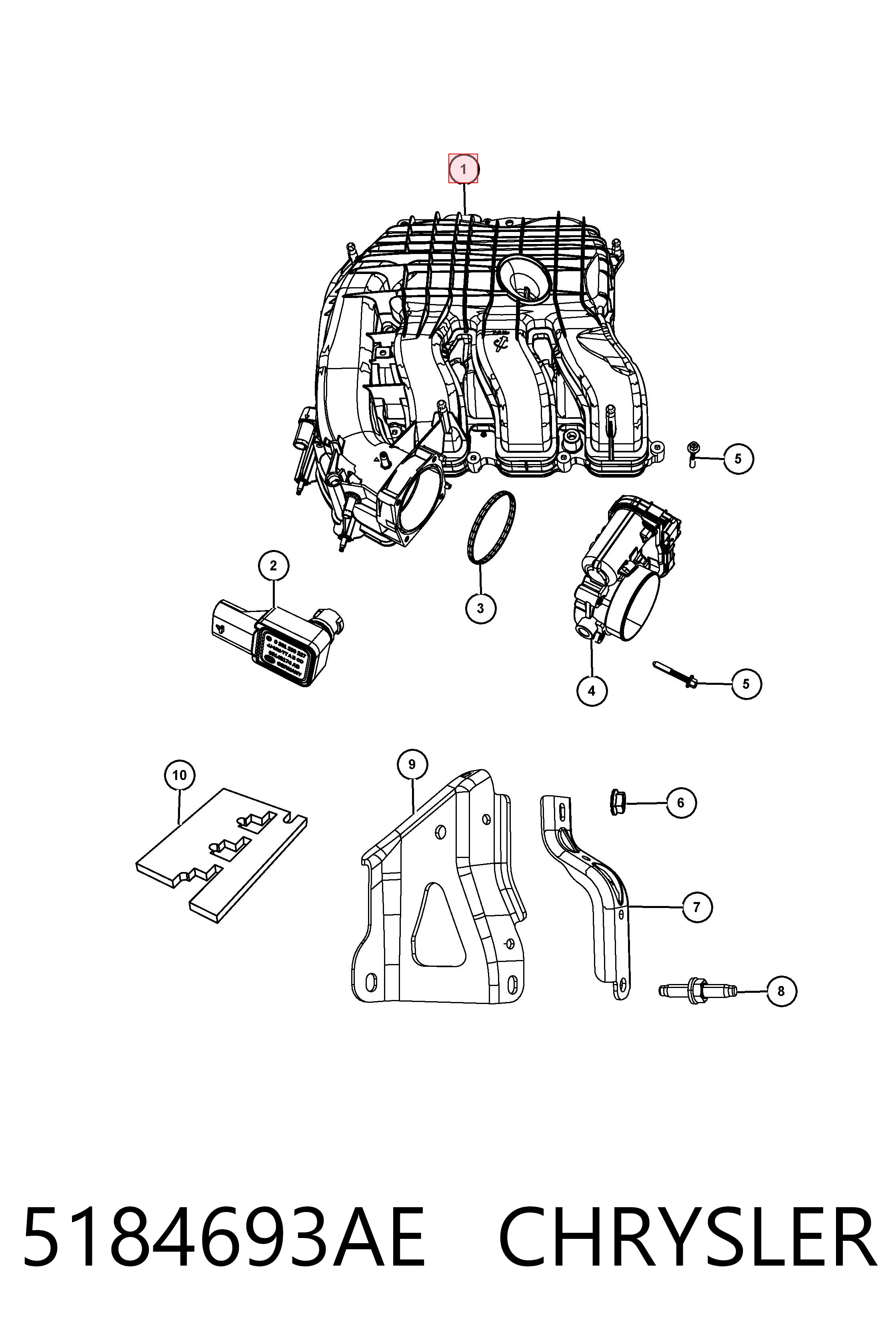5184693AE Chrysler Коллектор впуск верхний