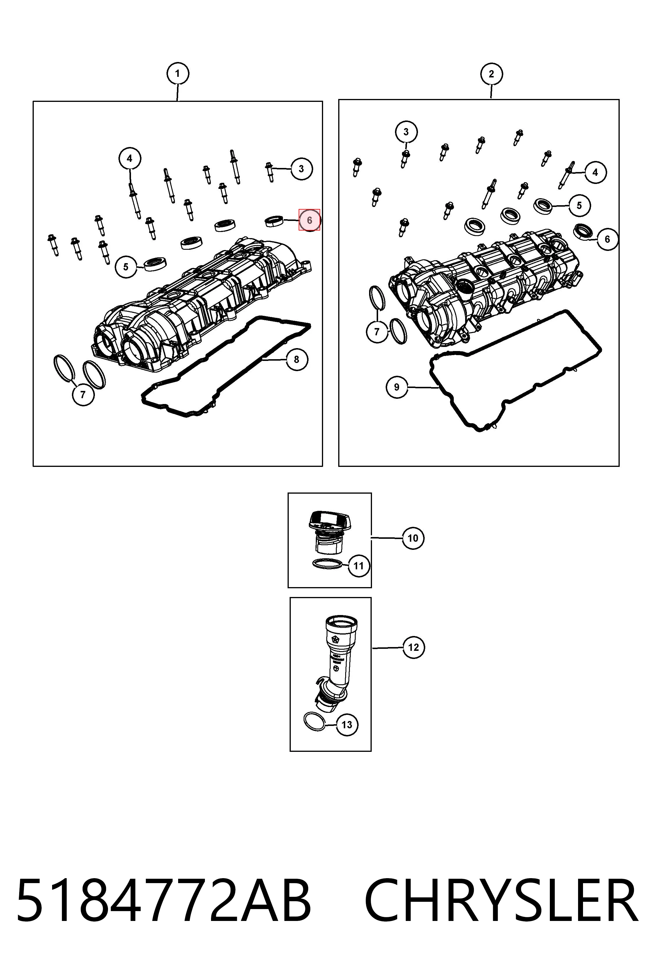 5184772AB Chrysler Прокладки свечных колодцев