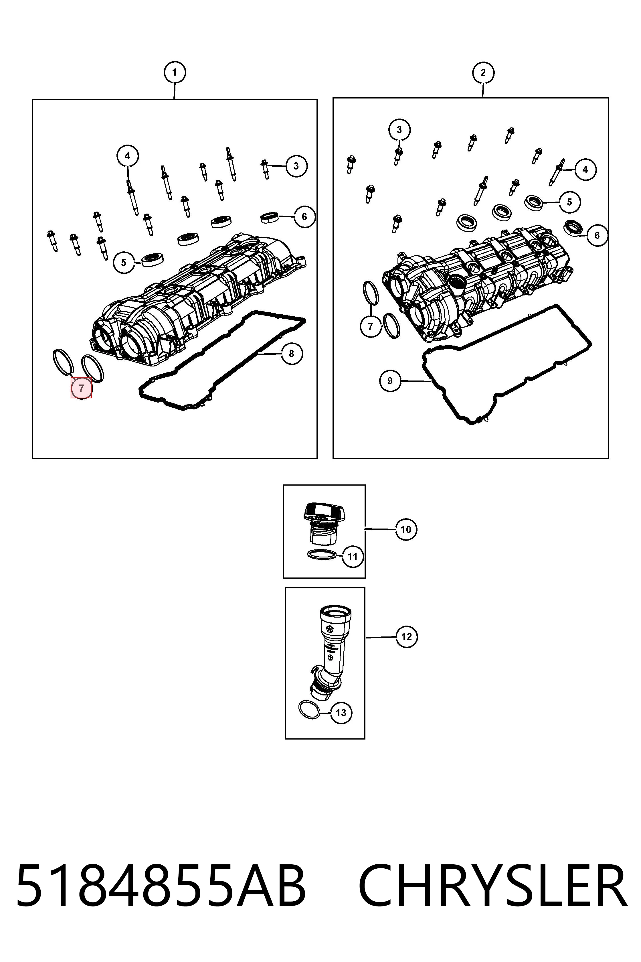 5184855AB Chrysler Прокладки свечных колодцев