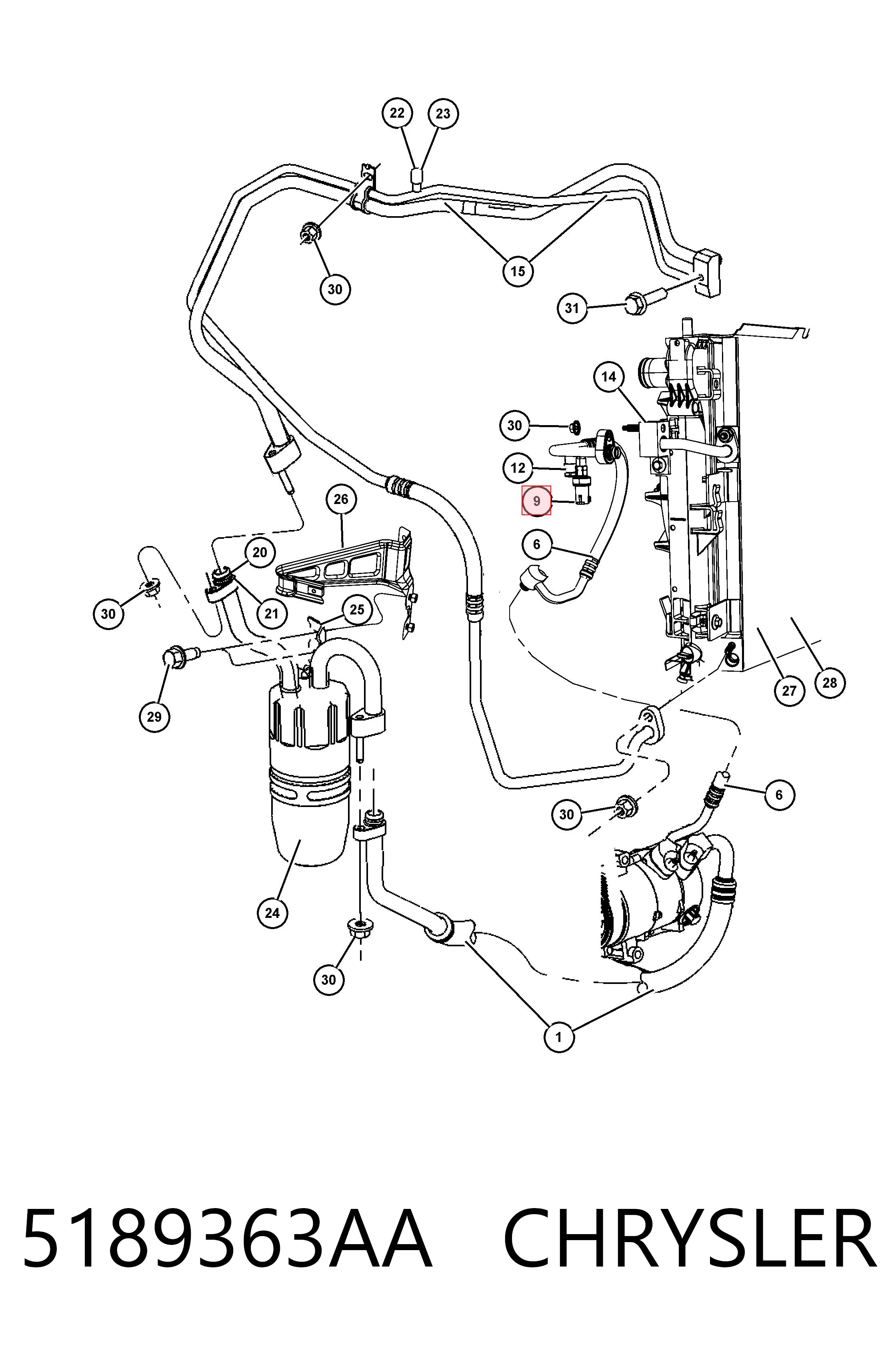 5189363AA Chrysler Клапан давления кондиционера
