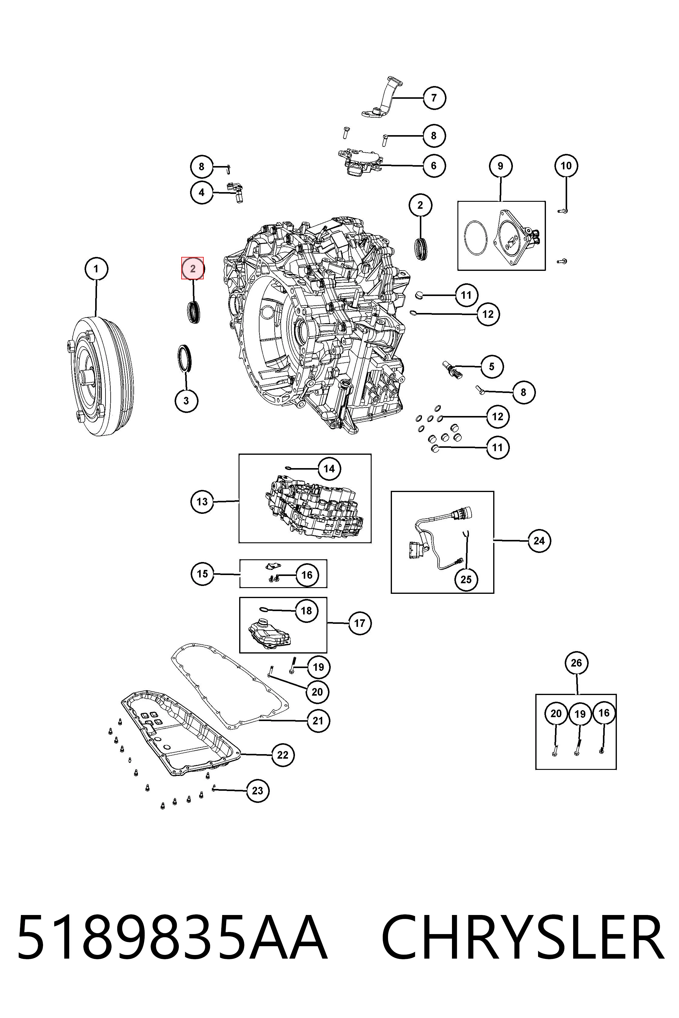 Сальник АКПП/КПП (выходного/вторичного вала) Fiat/Alfa/Lancia K05189835AA цена, от 52.70 USD