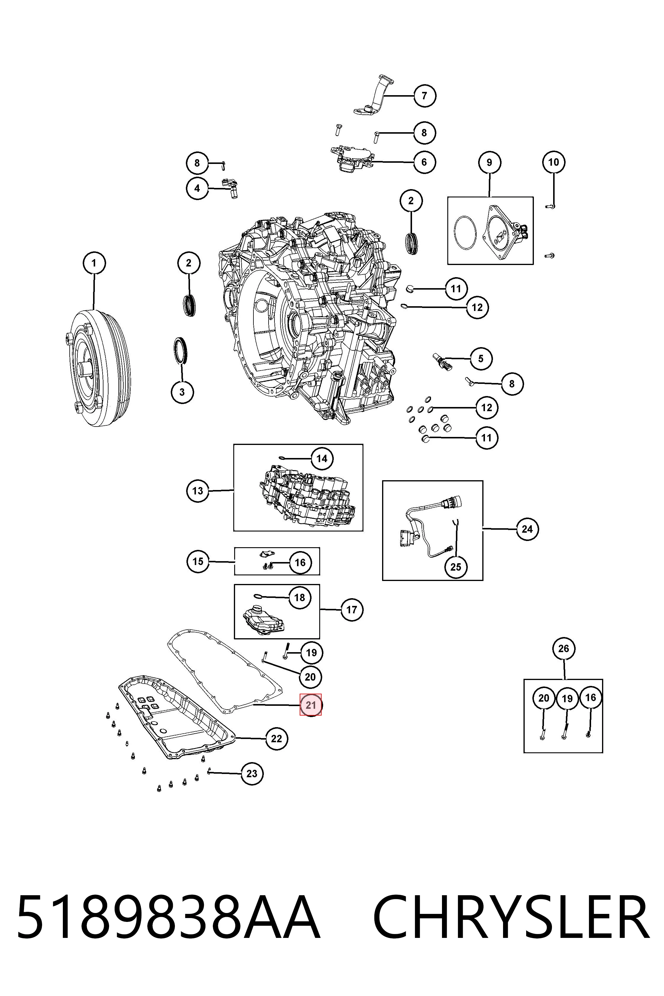 K05189838AA Fiat/Alfa/Lancia Прокладка поддона АКПП/МКПП