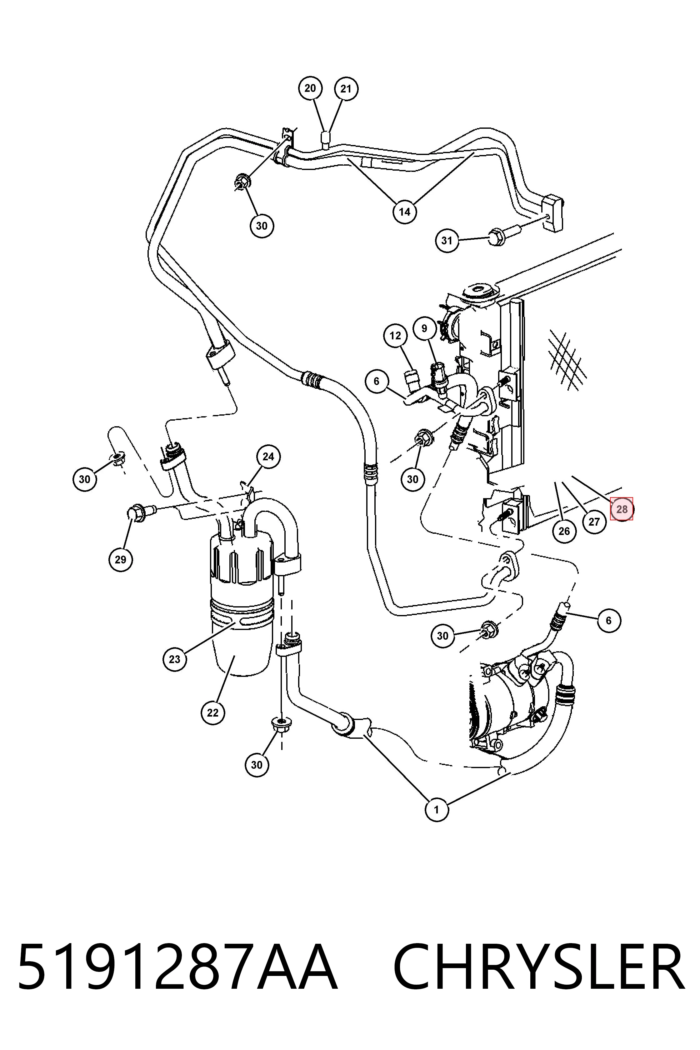 K05191287AB Fiat/Alfa/Lancia Конденсатор