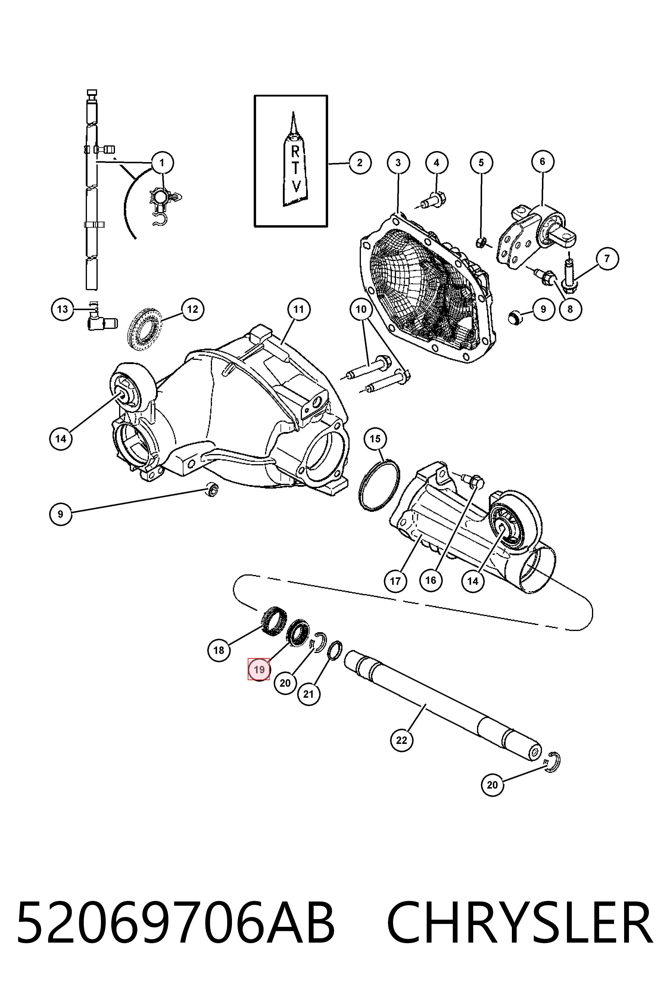 52069706AB Chrysler Сальник переднего моста