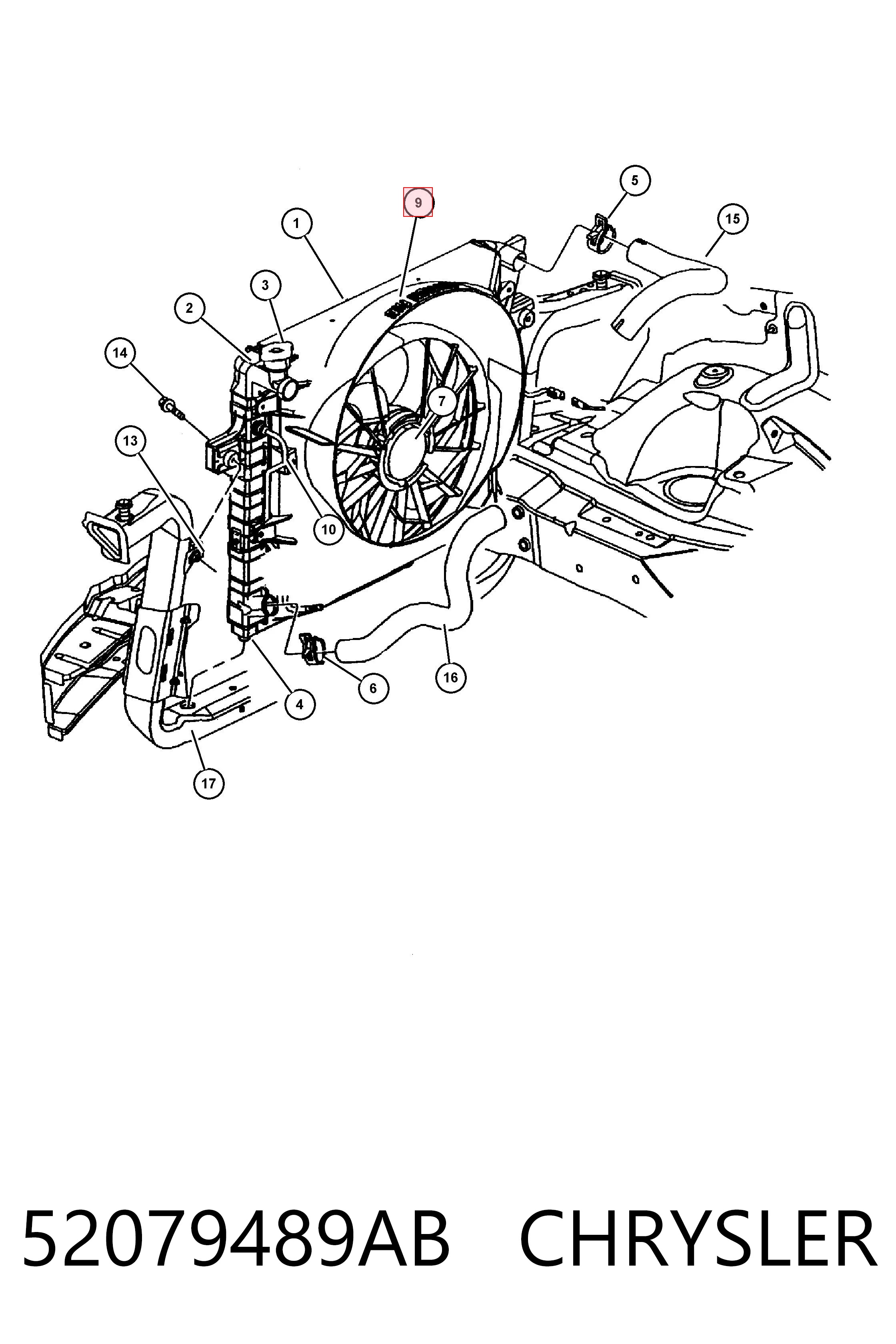 52079489AB Chrysler Рамка вентилятора