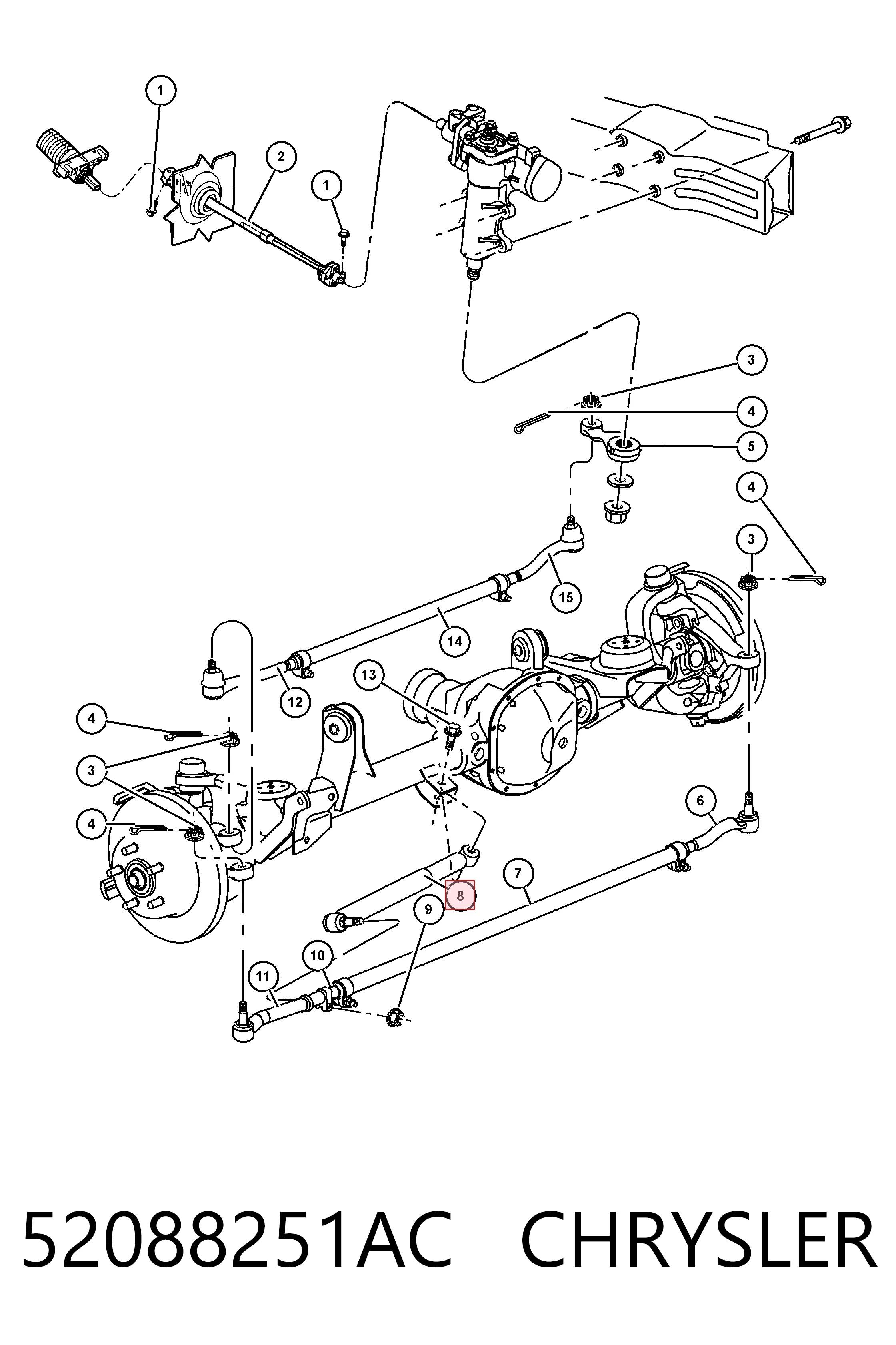 Купить K52088251AB Fiat/Alfa/Lancia Амортизатор-демпфер рулевого механизма