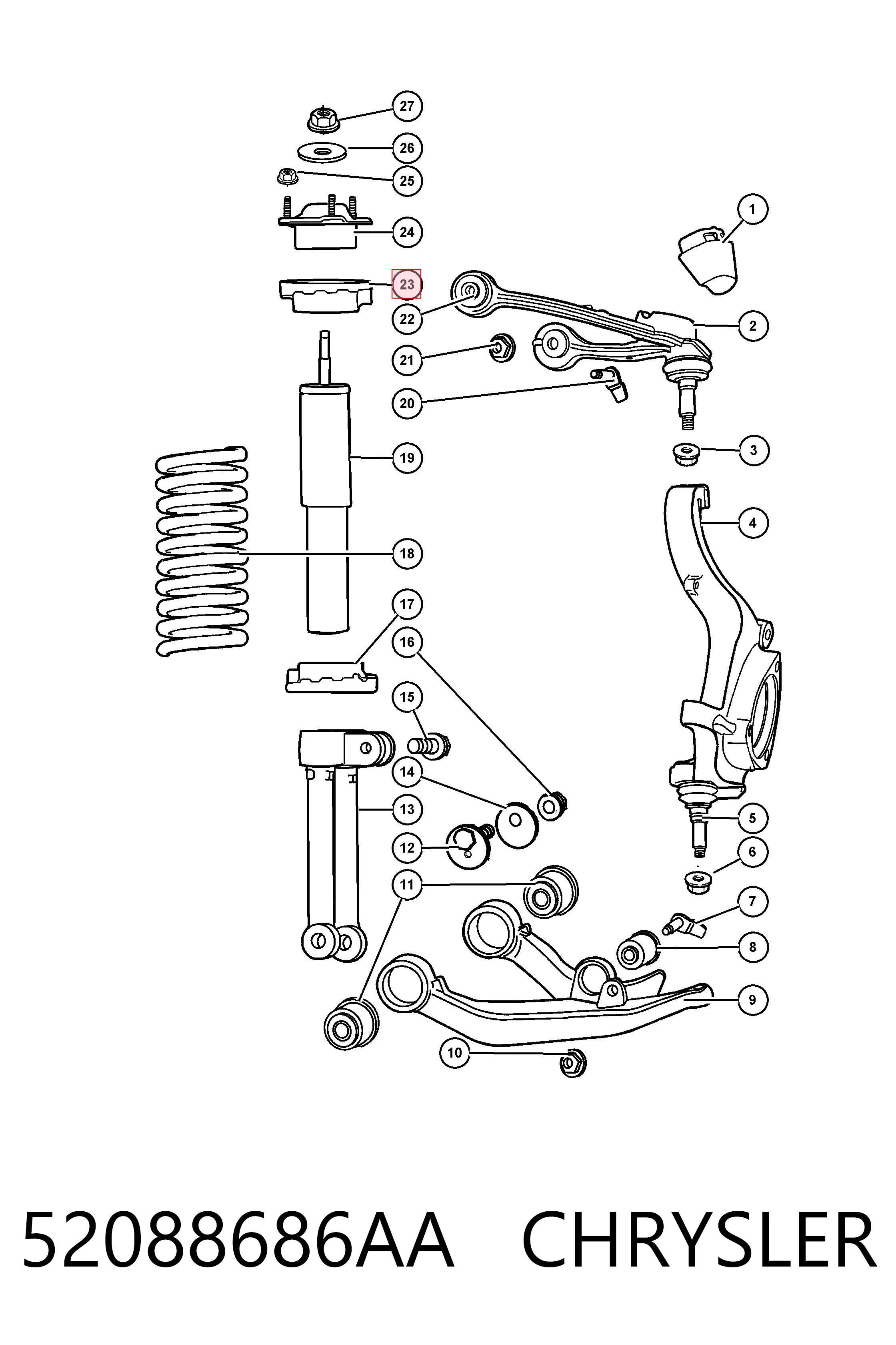 52088686AA Chrysler Резиновое кольцо передней пружины