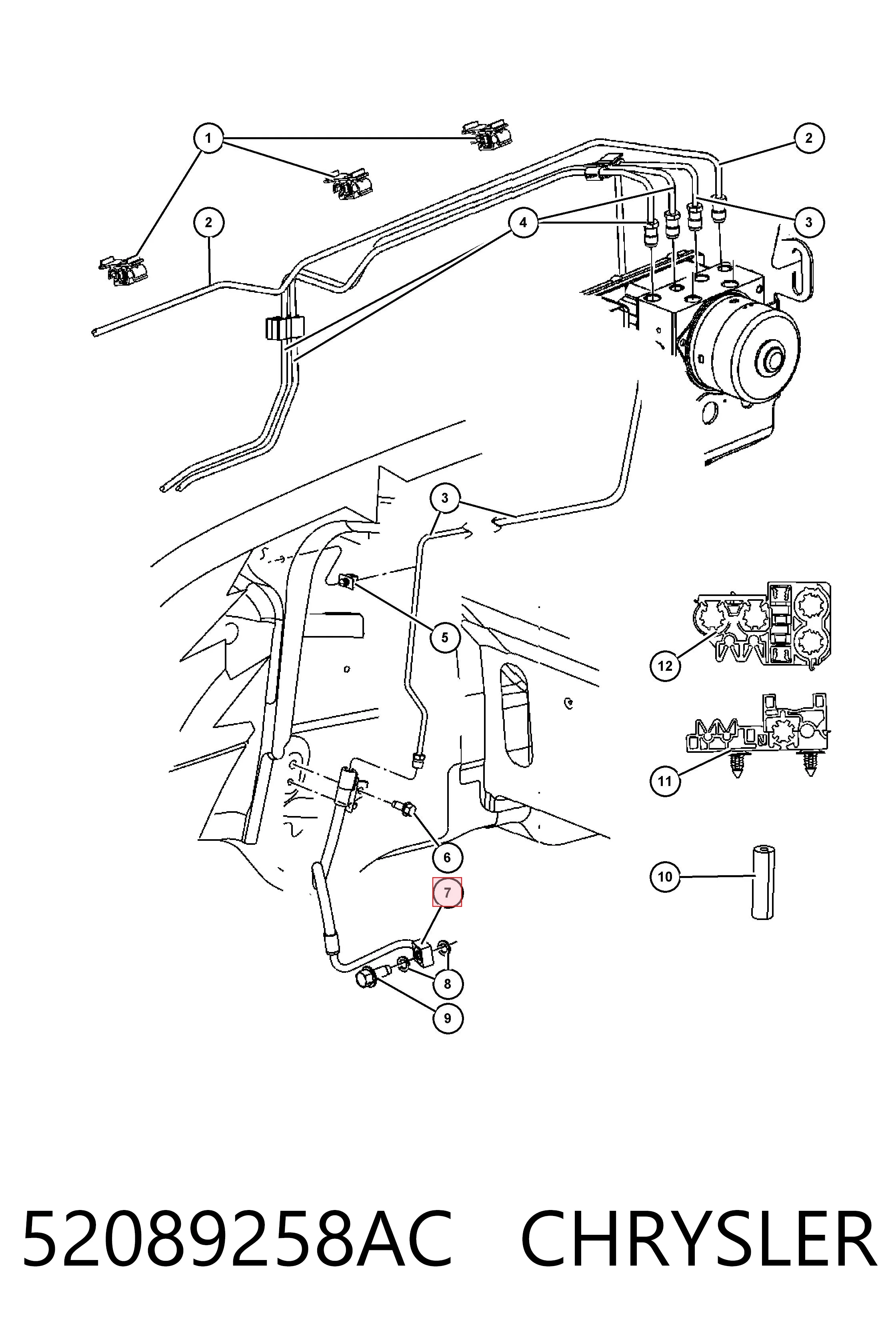 52089258AC Chrysler Шланг тормозной левый передний