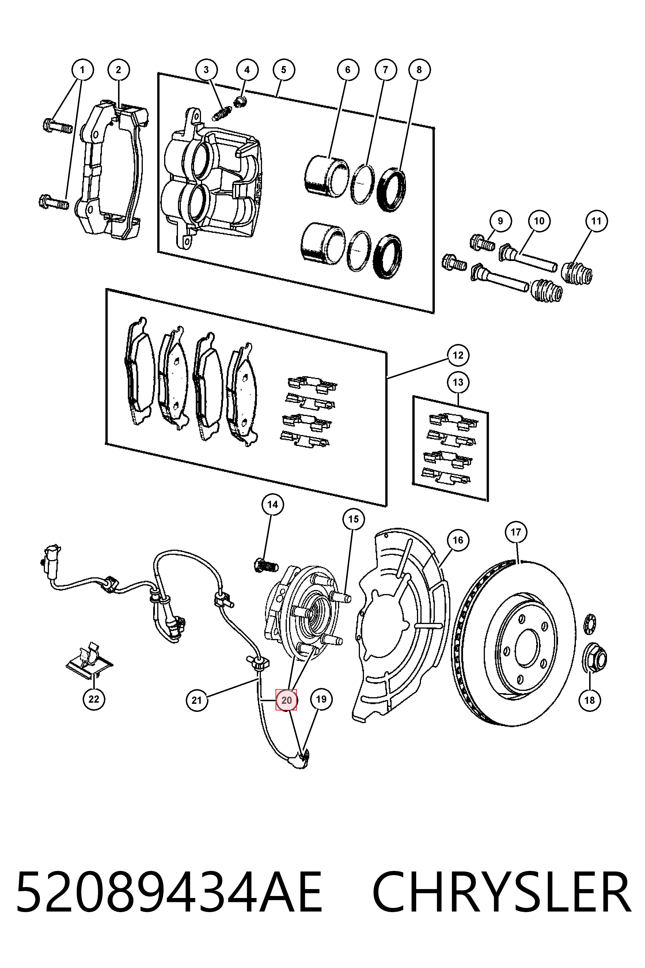 52089434AE Chrysler Ступица колеса передняя