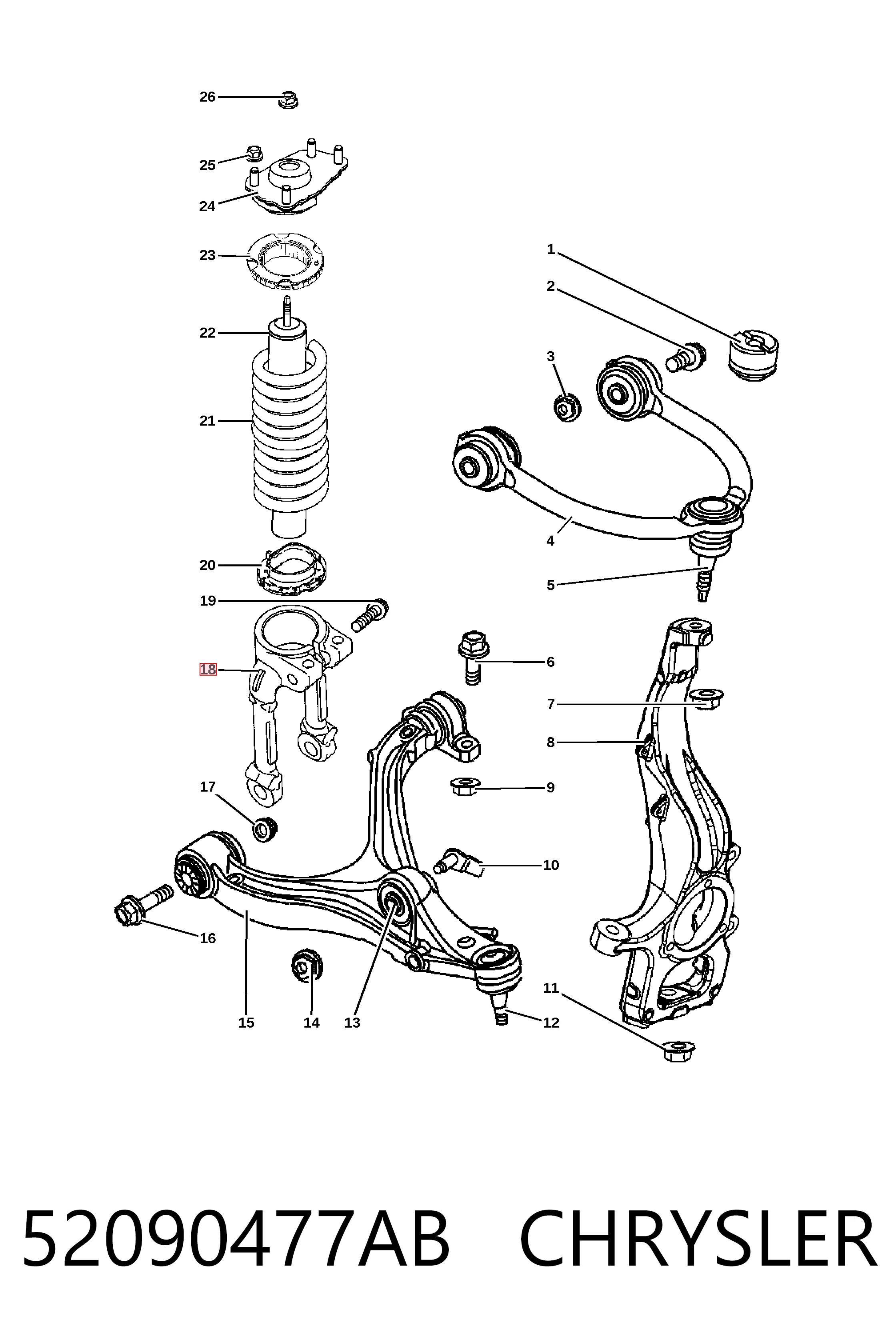 K52090477AA Fiat/Alfa/Lancia Вилка амортизатора переднего нижняя левая