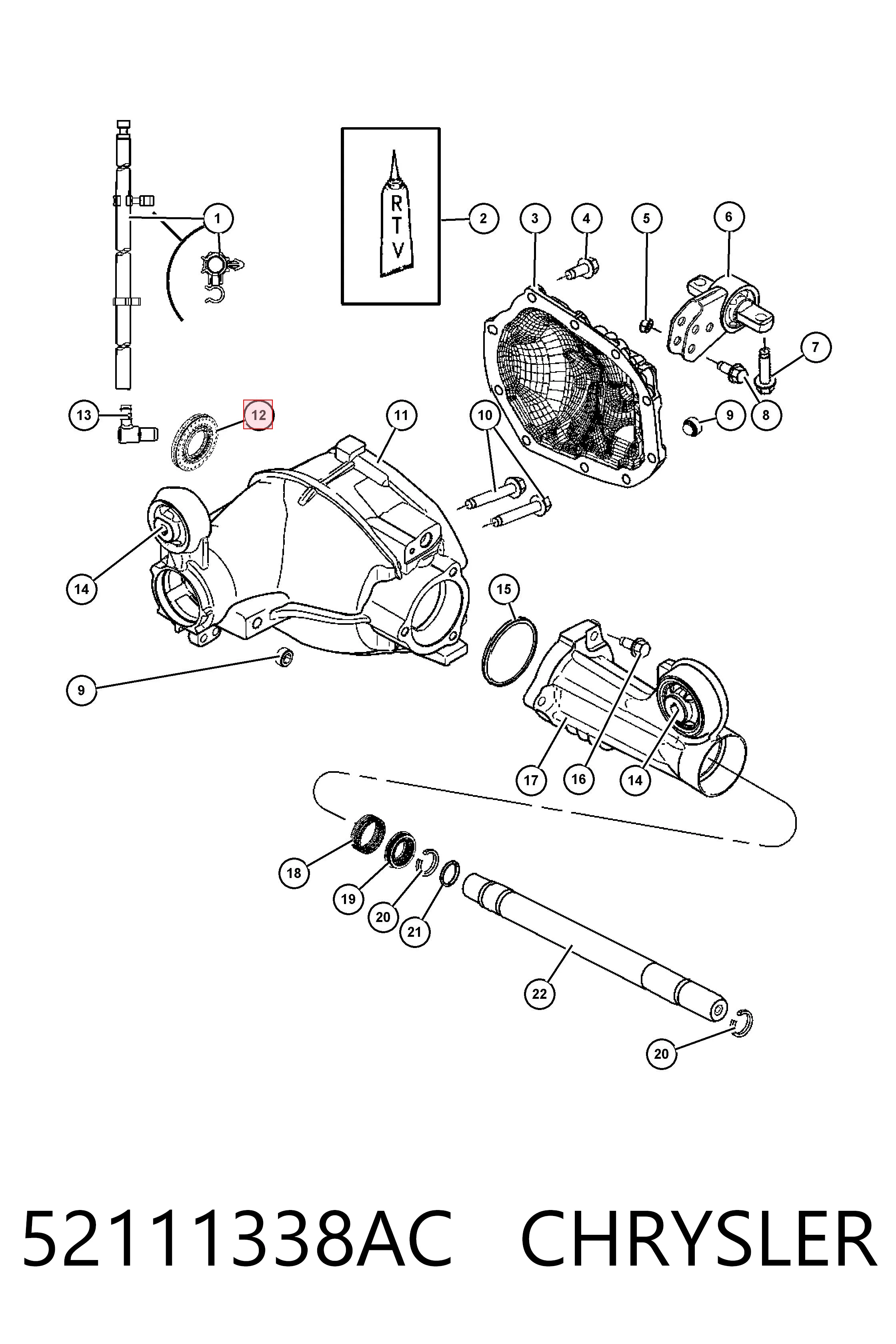 52111338AC Chrysler Сальник полуоси переднего моста левой