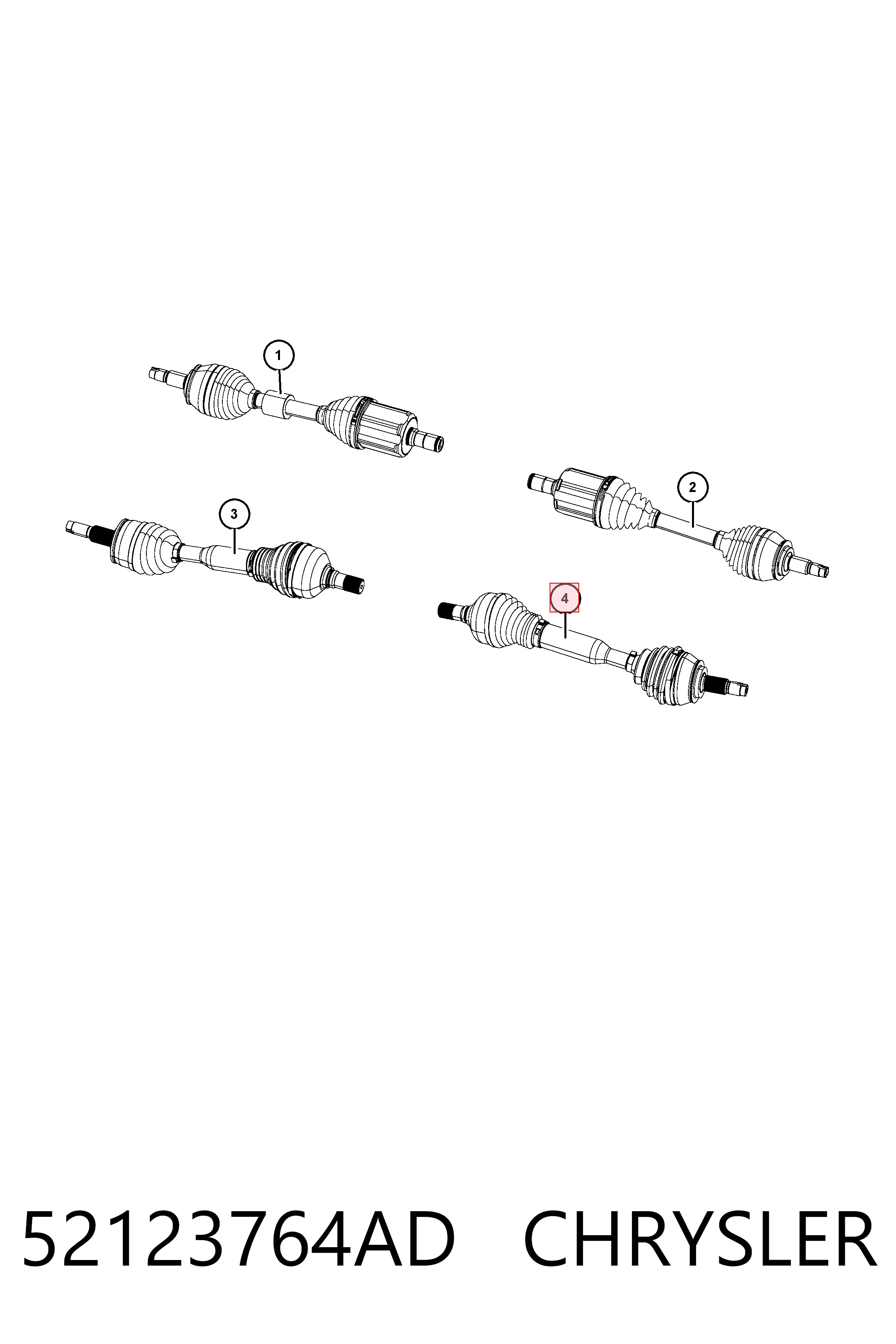 52123764AD Chrysler Полуось передняя, правая