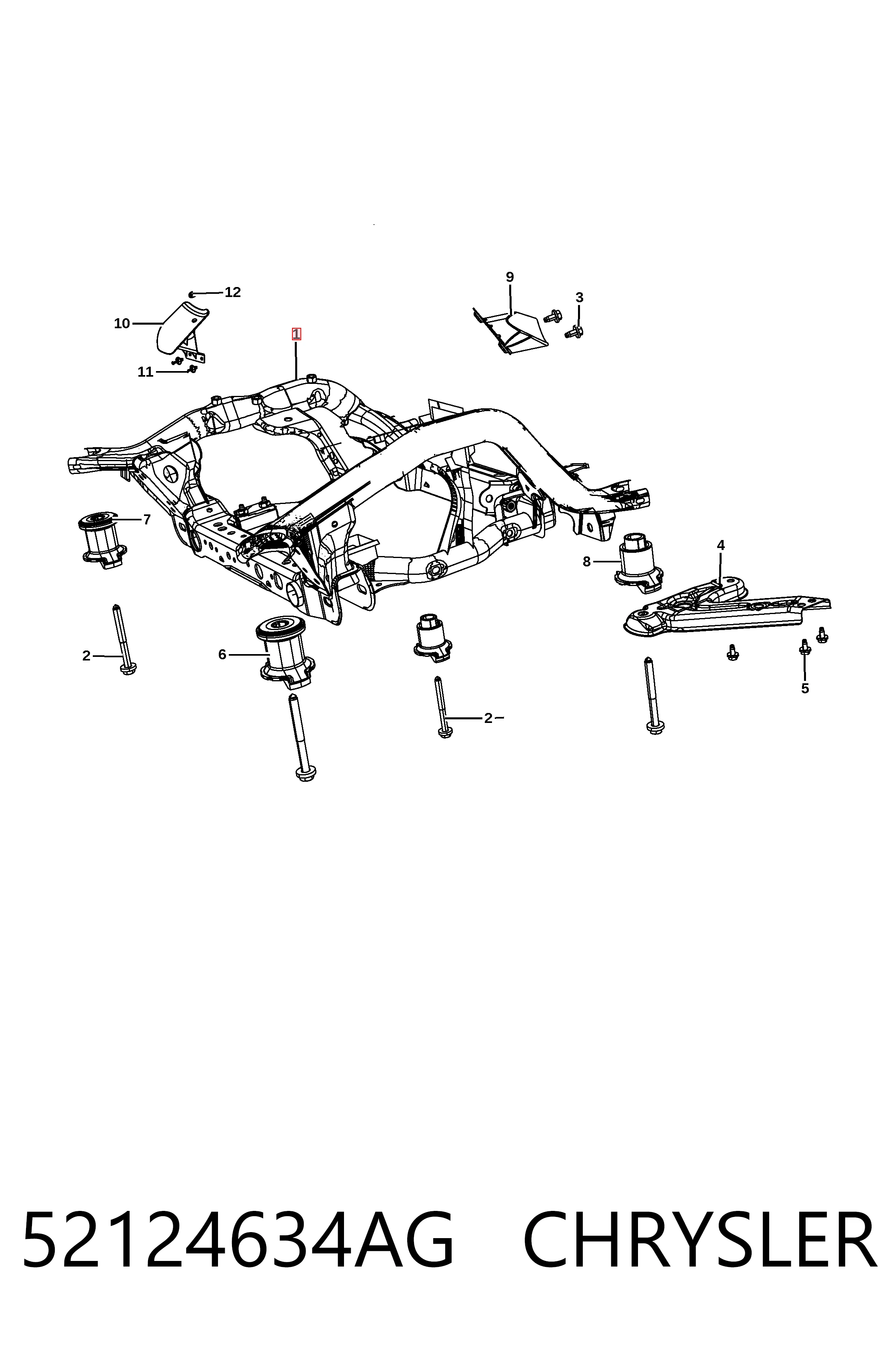 Подрамник передней подвески на Jeep Grand Cherokee IV WK