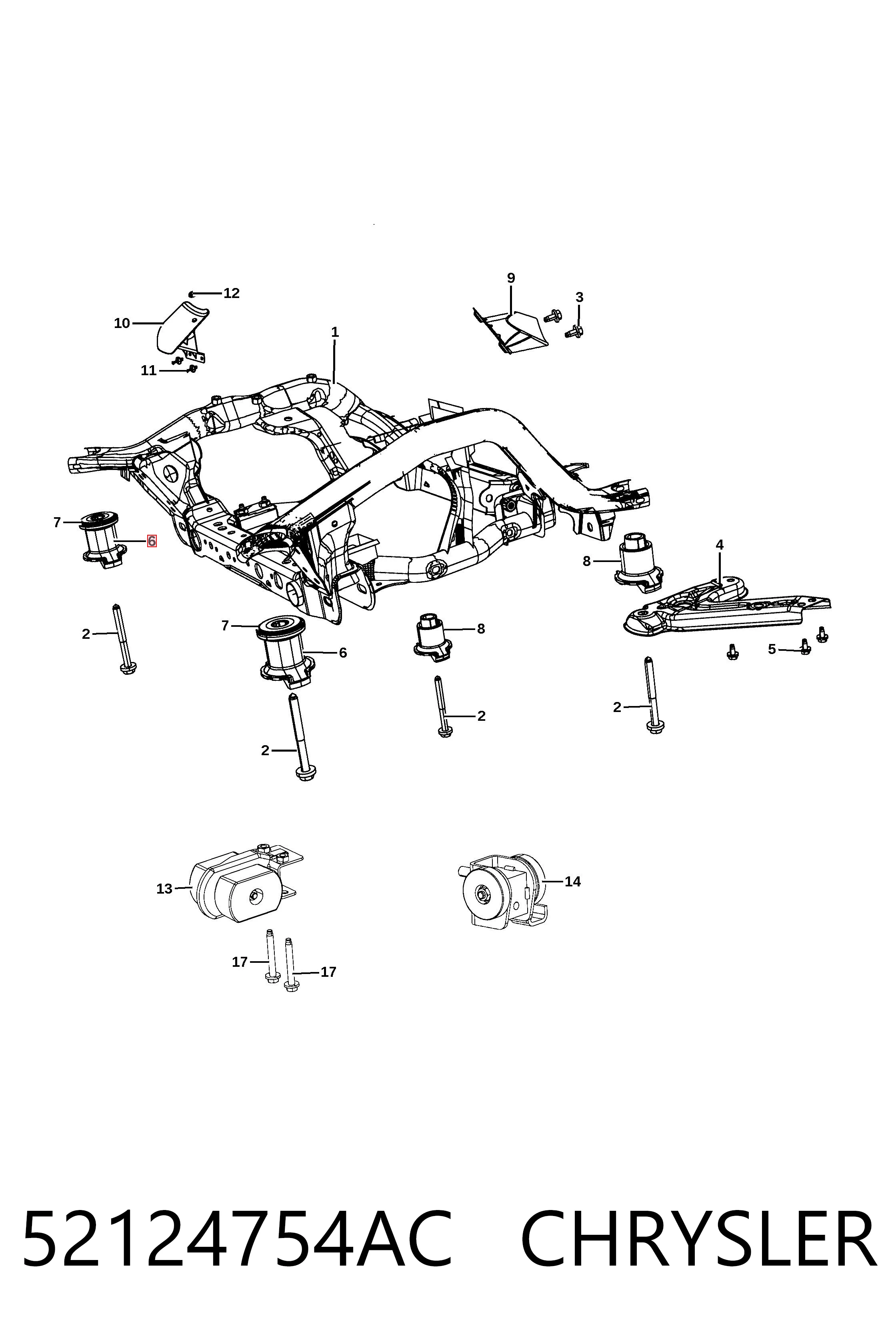 52124754AC Chrysler Сайлентблоки передней балки