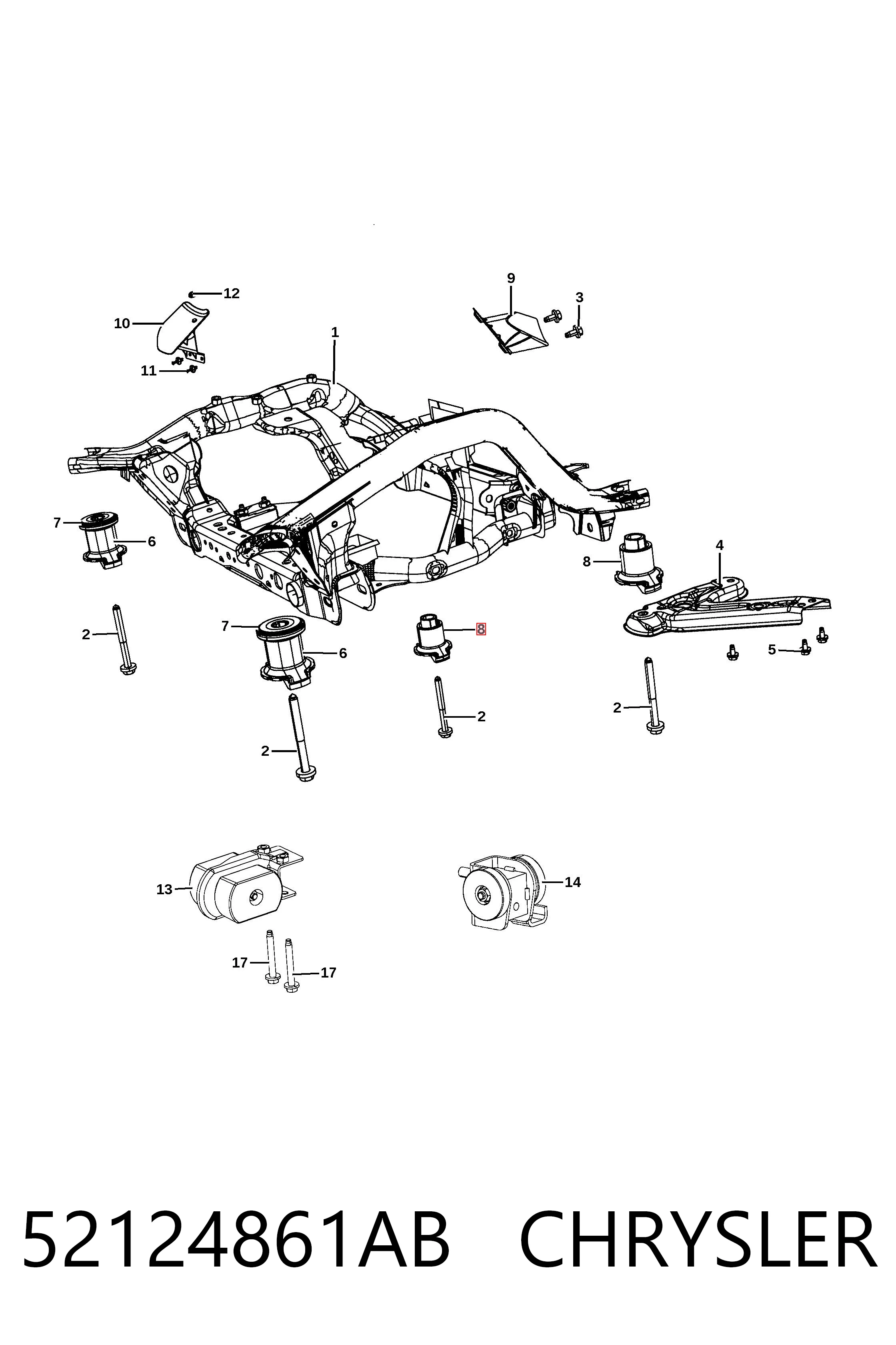 52124861AB Chrysler Сайлентблоки передней балки