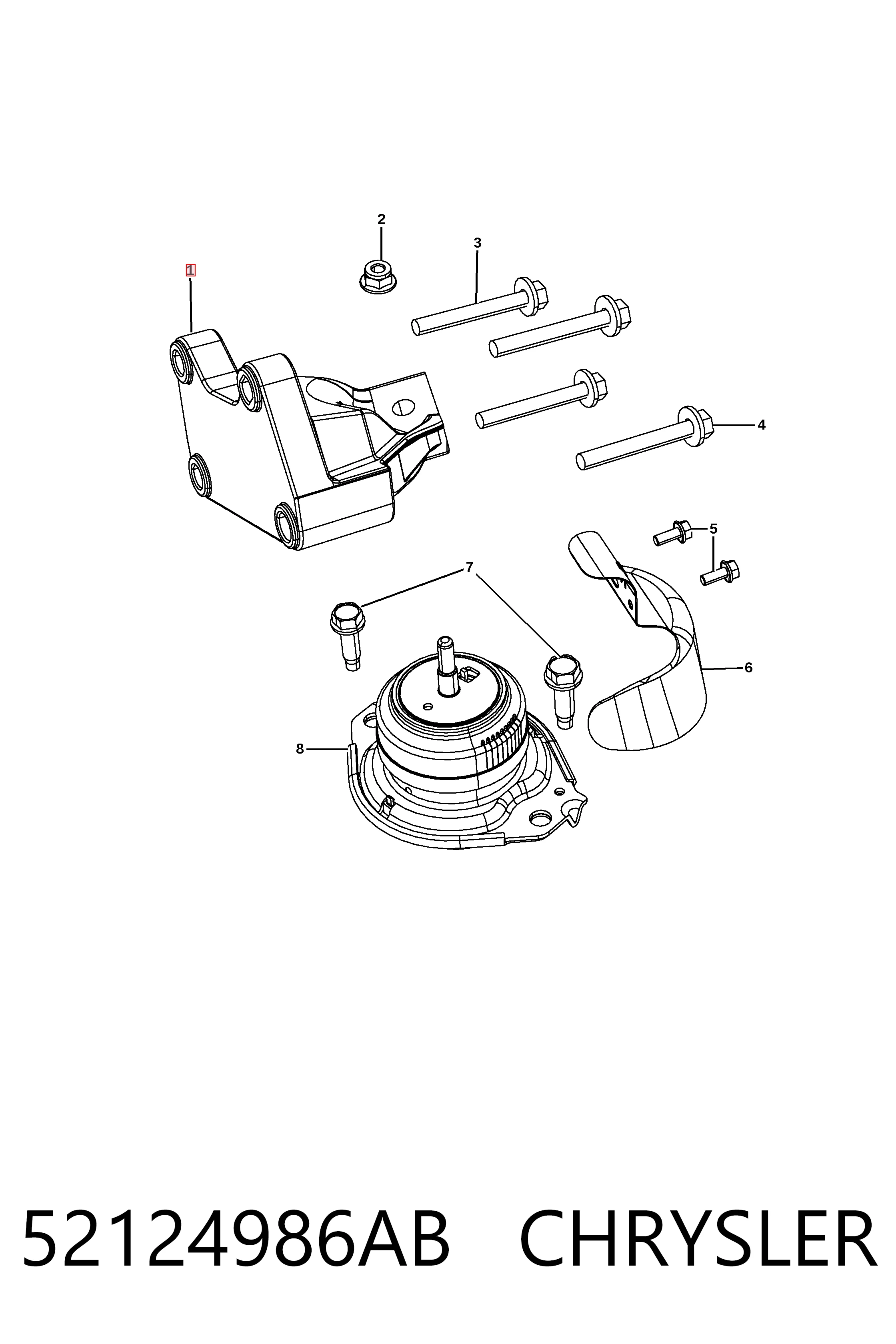 52124986AB Chrysler Кронштейн подушки (опоры) двигателя правой