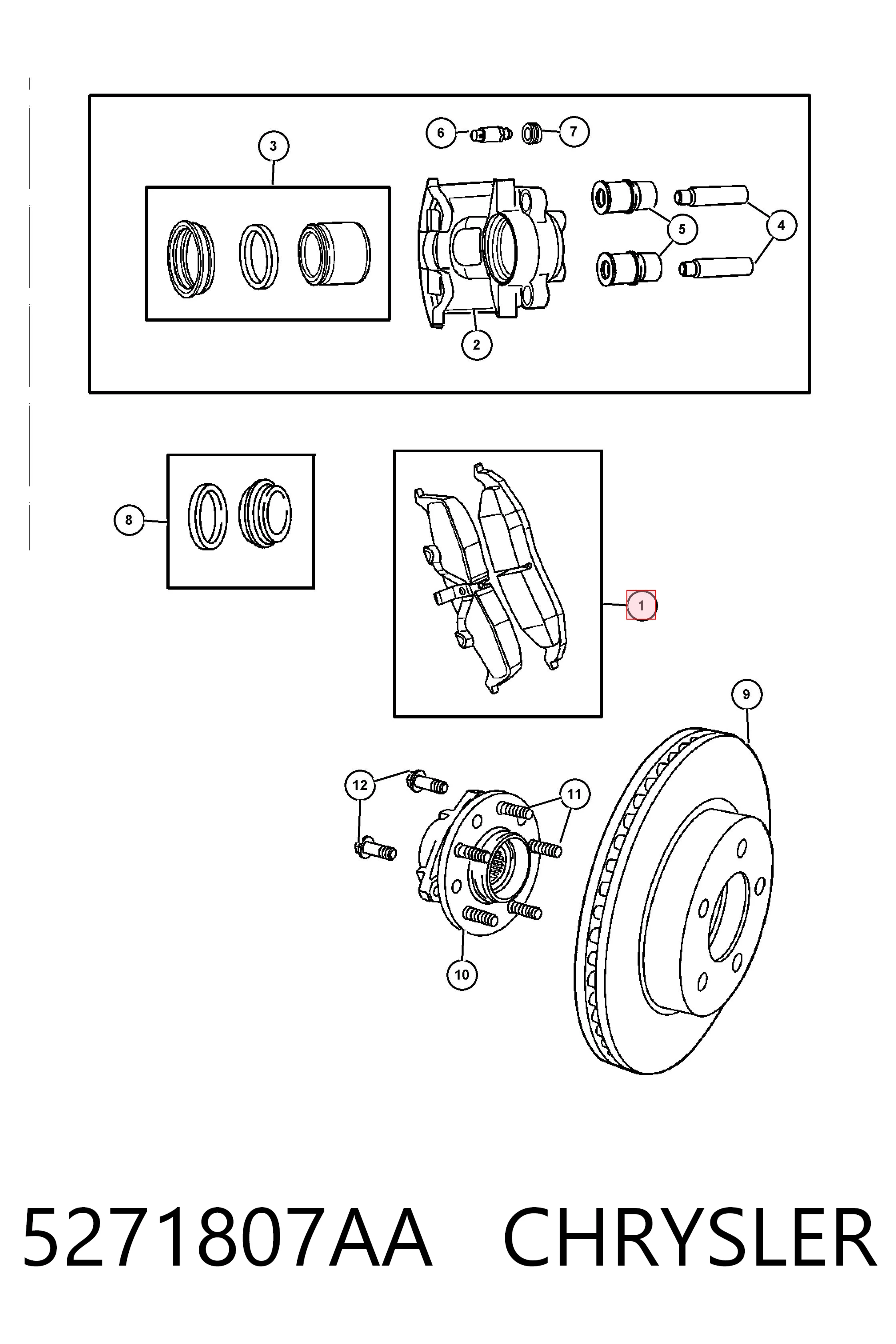 Колодки тормозные задние дисковые CHRYSLER 5271807AA