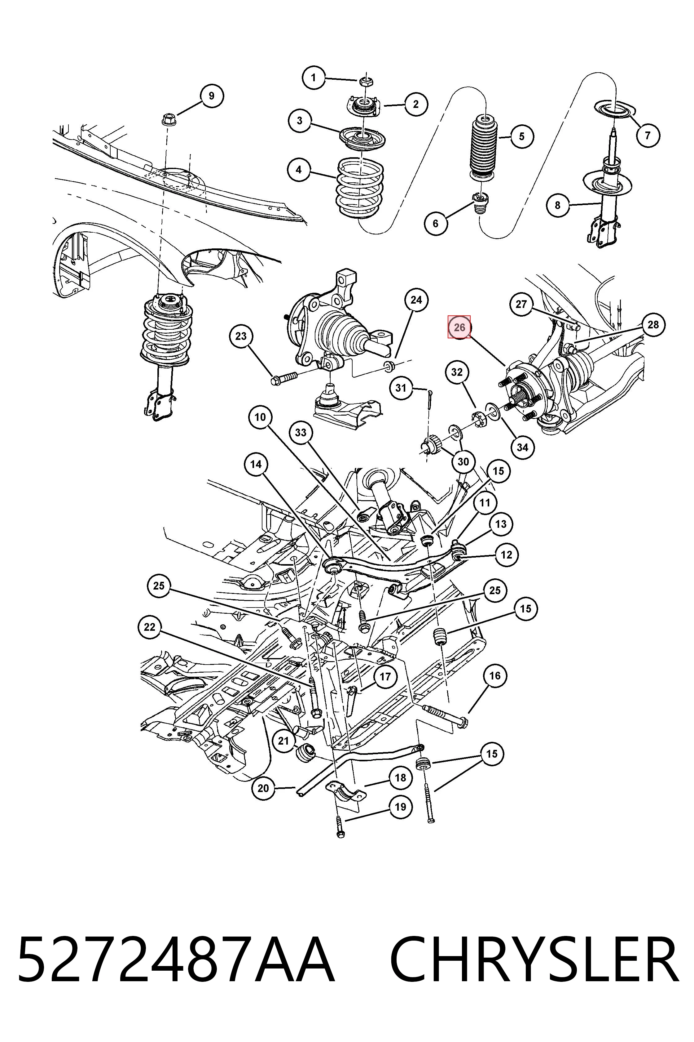 K05272487AC Fiat/Alfa/Lancia Цапфа - поворотный кулак передний, левый