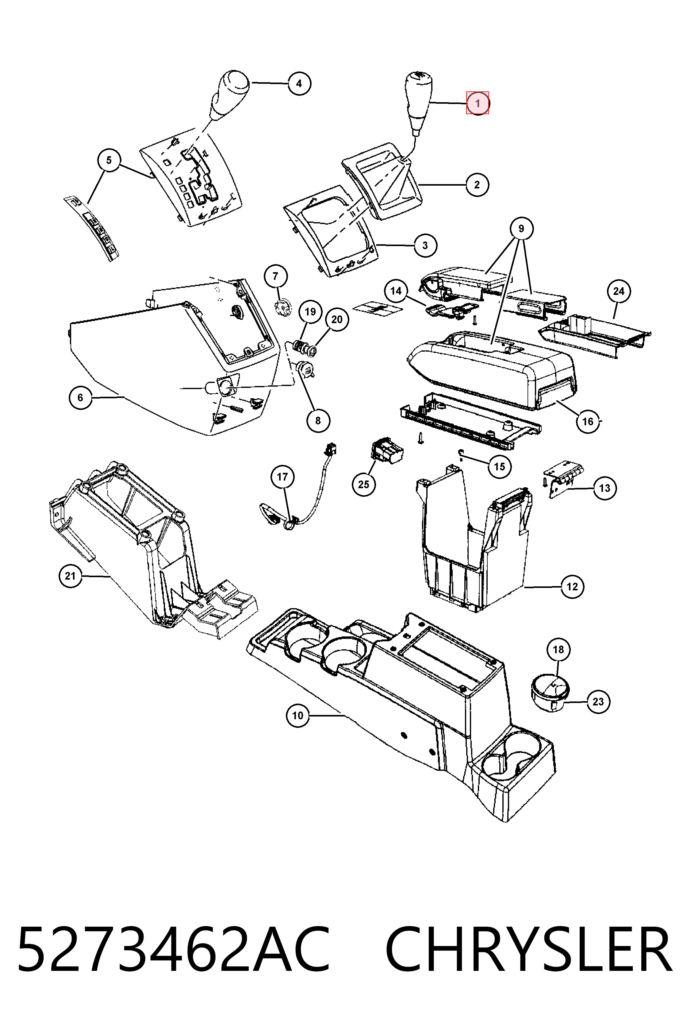 Рукоятка рычага КПП Fiat/Alfa/Lancia K05273462AA цена, от 19.75 USD