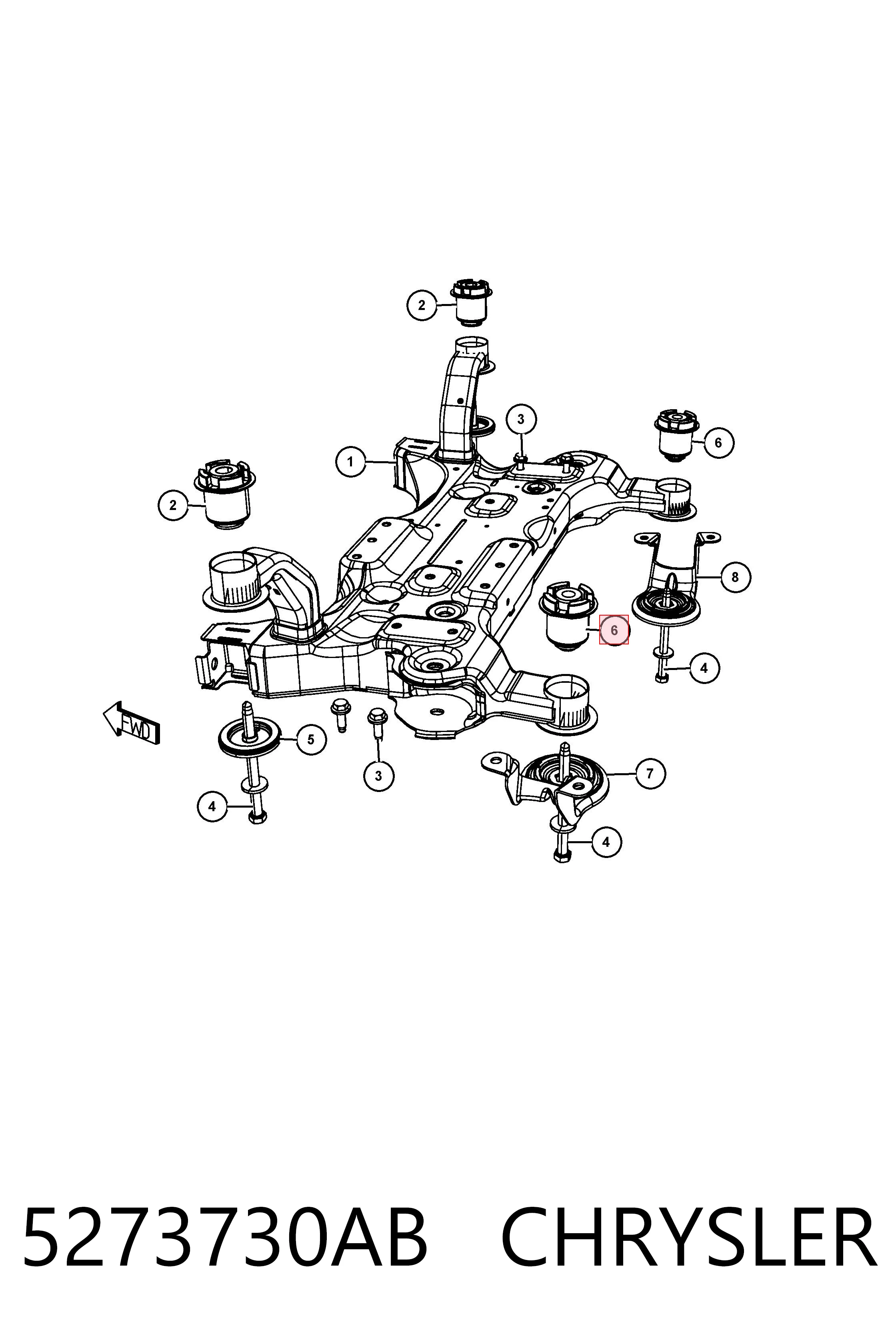 5273730AB Chrysler Сайлентблоки передней балки