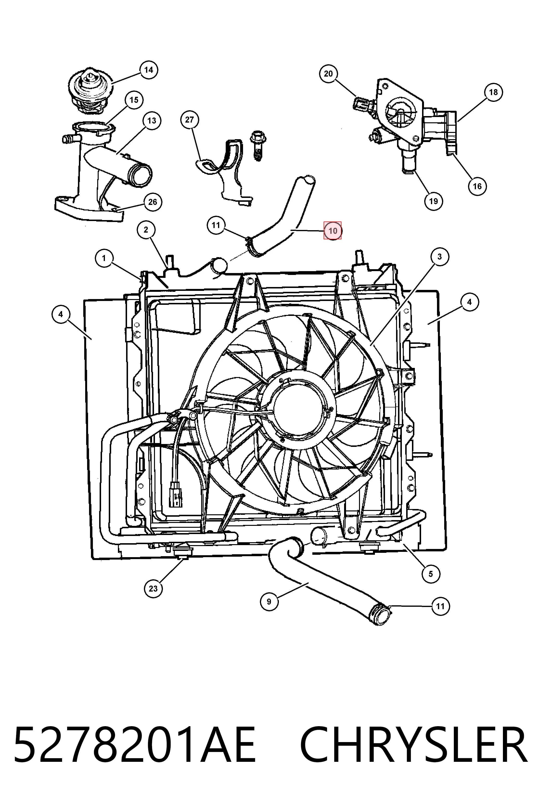 5278201AE Chrysler Шланг системы охлаждения