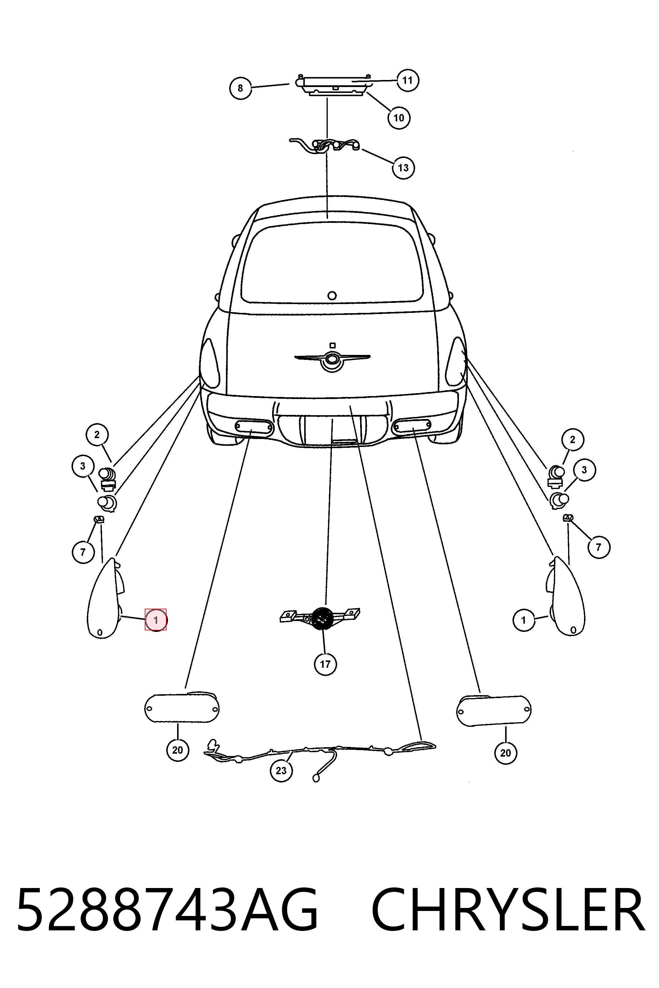 Фонарь задний левый Fiat/Alfa/Lancia K05288743AG