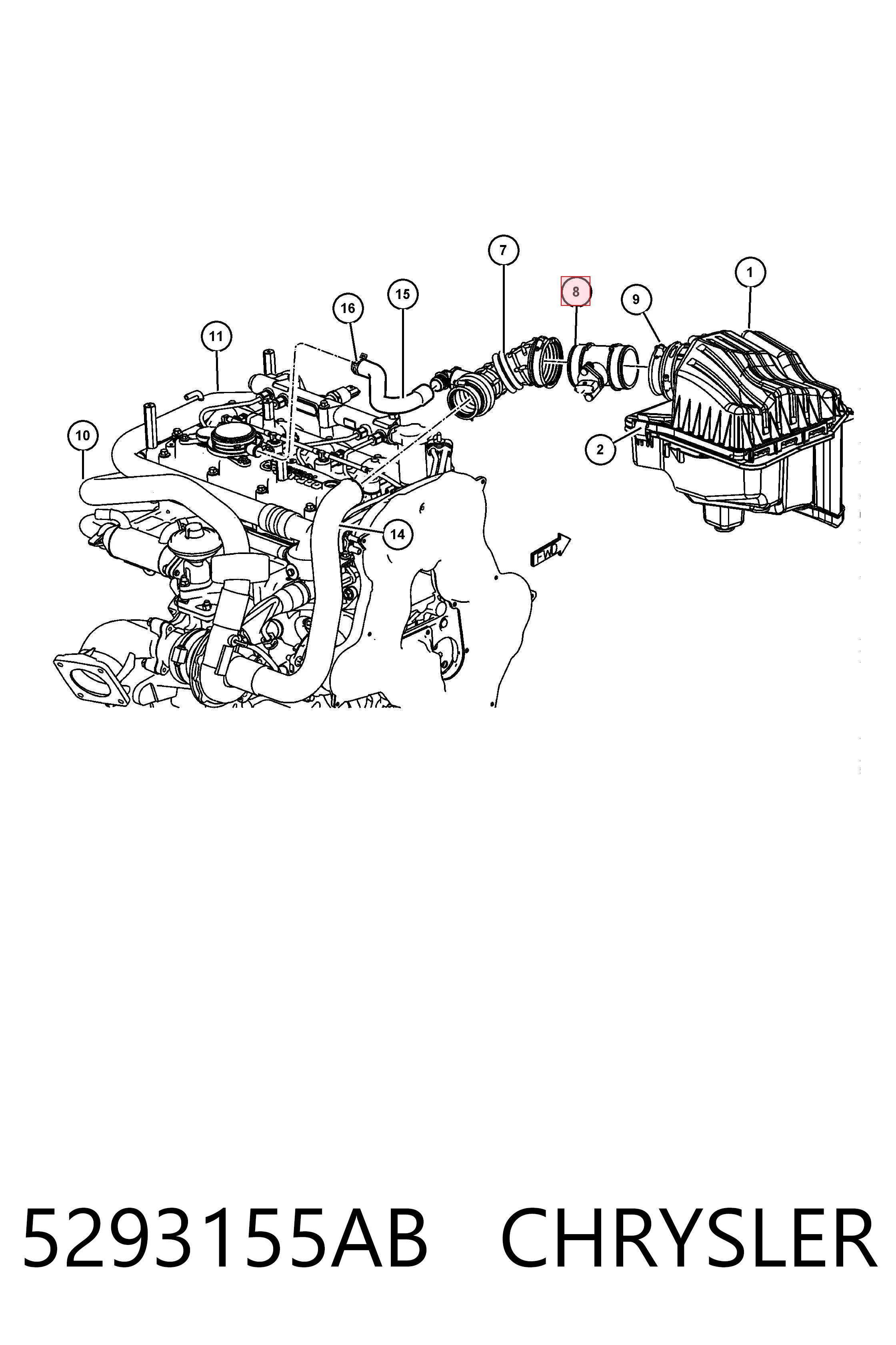 5293155AB Chrysler Датчик расхода воздуха