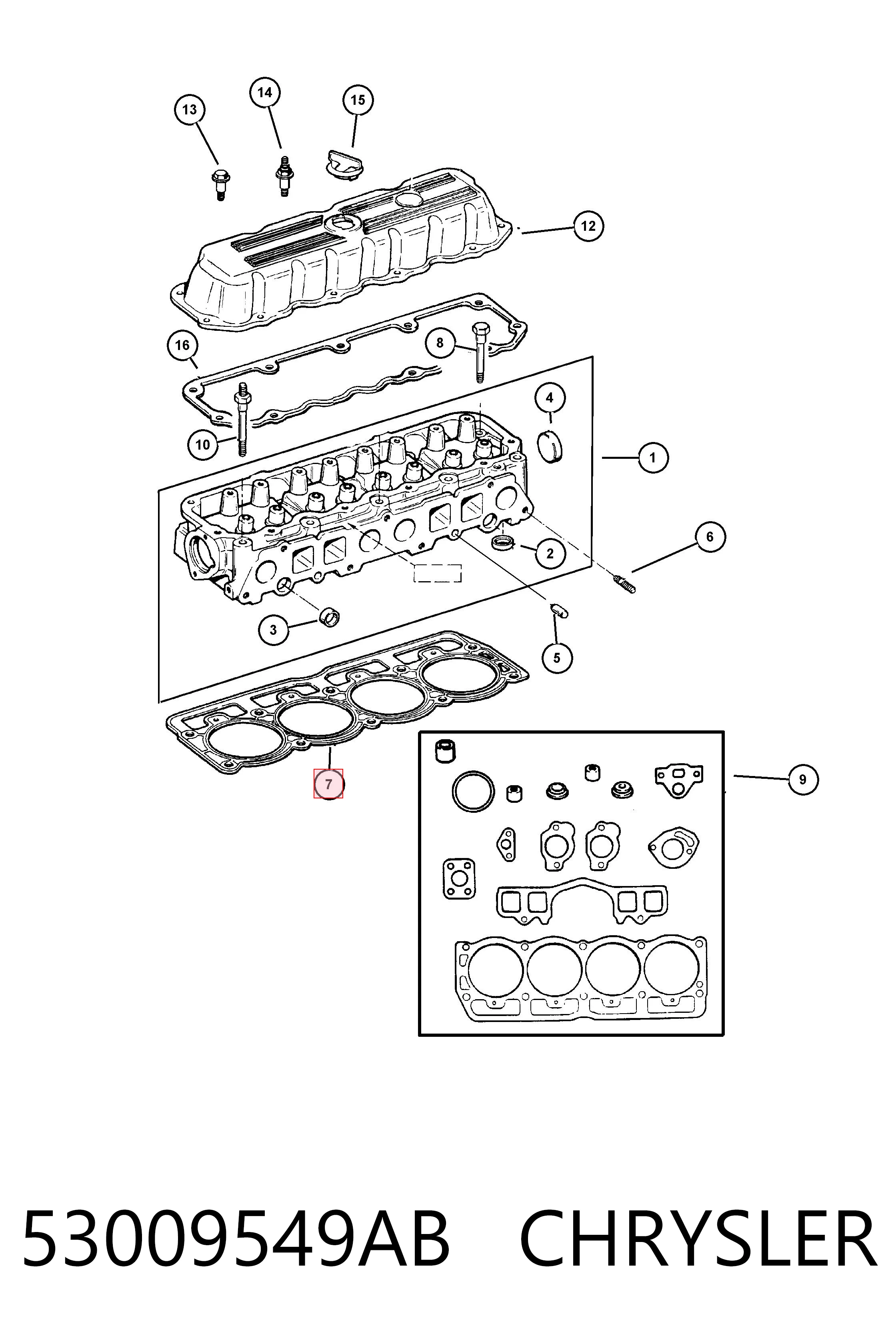 53009549AB Chrysler Прокладка головки блока